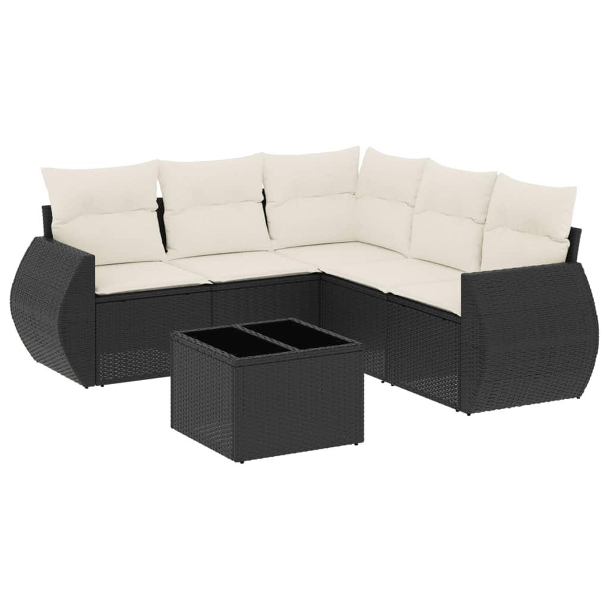 Voir la diapositive 2 : VIDAXL Salon de jardin 6 pcs avec coussins noir resine tressee