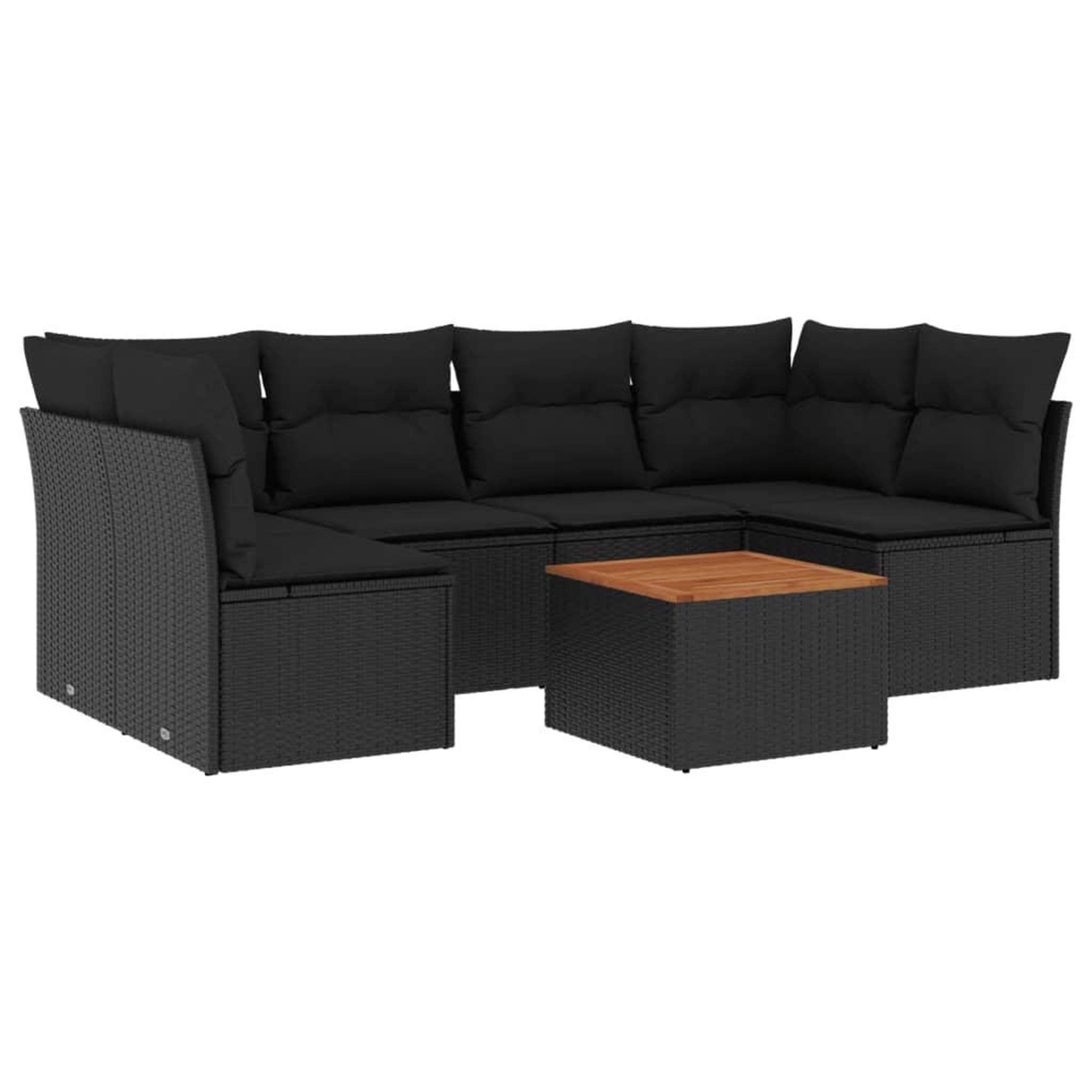 Voir la diapositive 2 : VIDAXL Salon de jardin 7 pcs avec coussins noir resine tressee