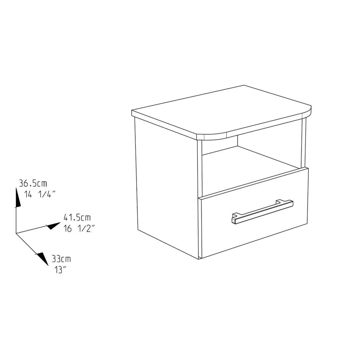 Chevet STUDIO 1 niche et 1 tiroir