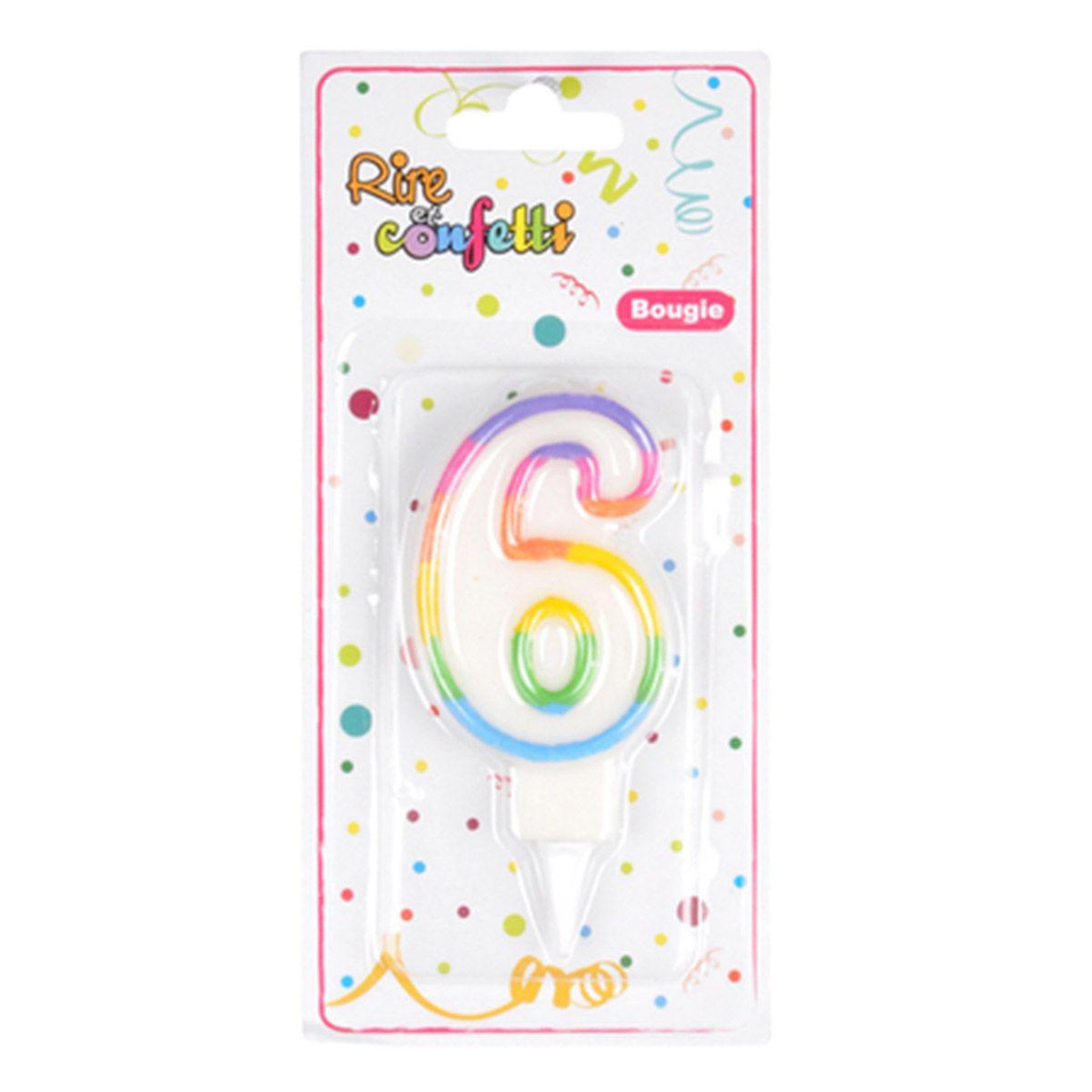 Voir la diapositive 2 : HOMEA Bougie d'Anniversaire  Chiffre 6  7cm Multicolore
