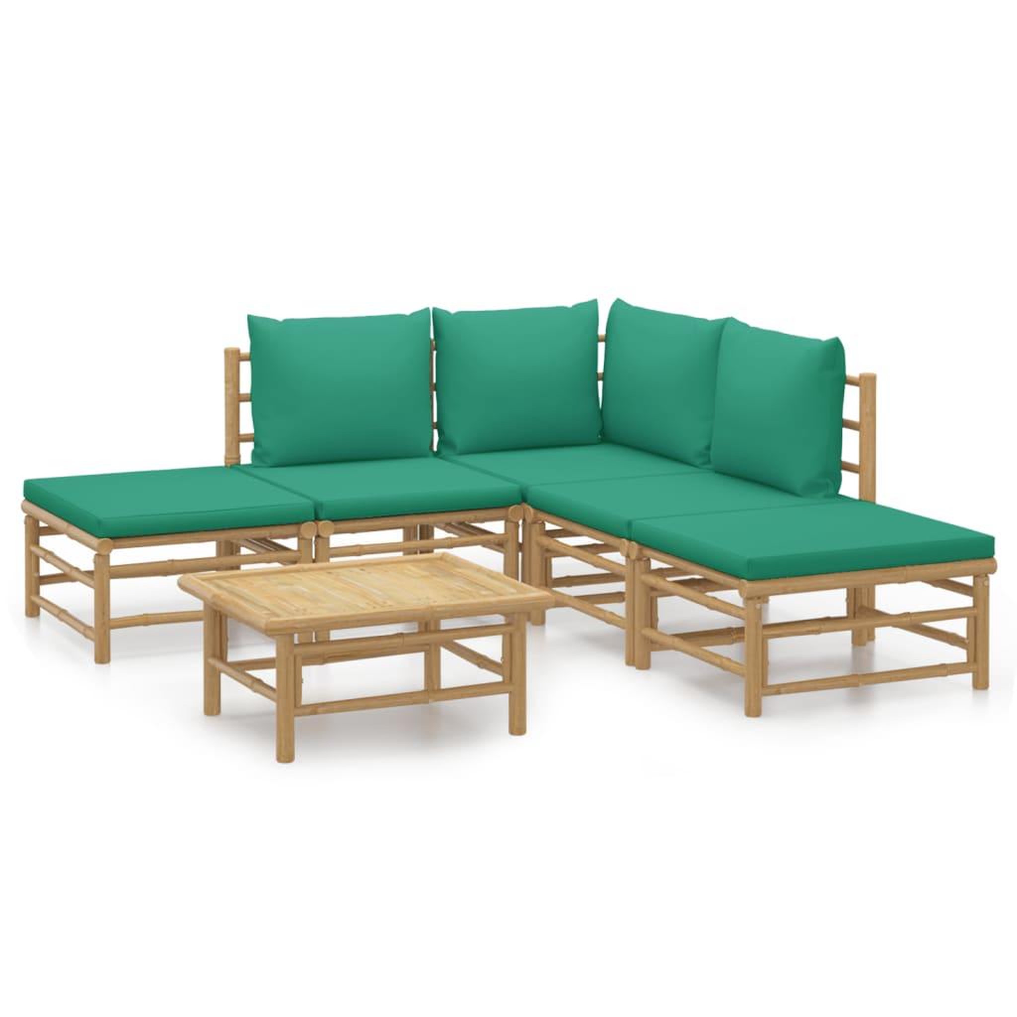 Voir la diapositive 2 : VIDAXL Salon de jardin 6 pcs avec coussins vert bambou