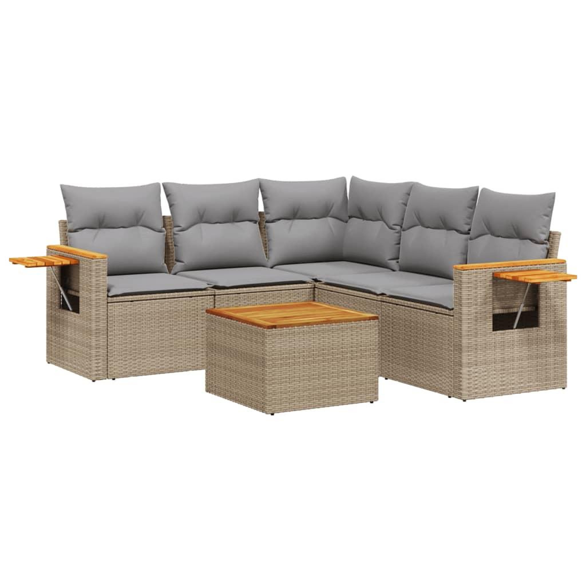 Voir la diapositive 2 : VIDAXL Salon de jardin avec coussins 6 pcs beige resine tressee