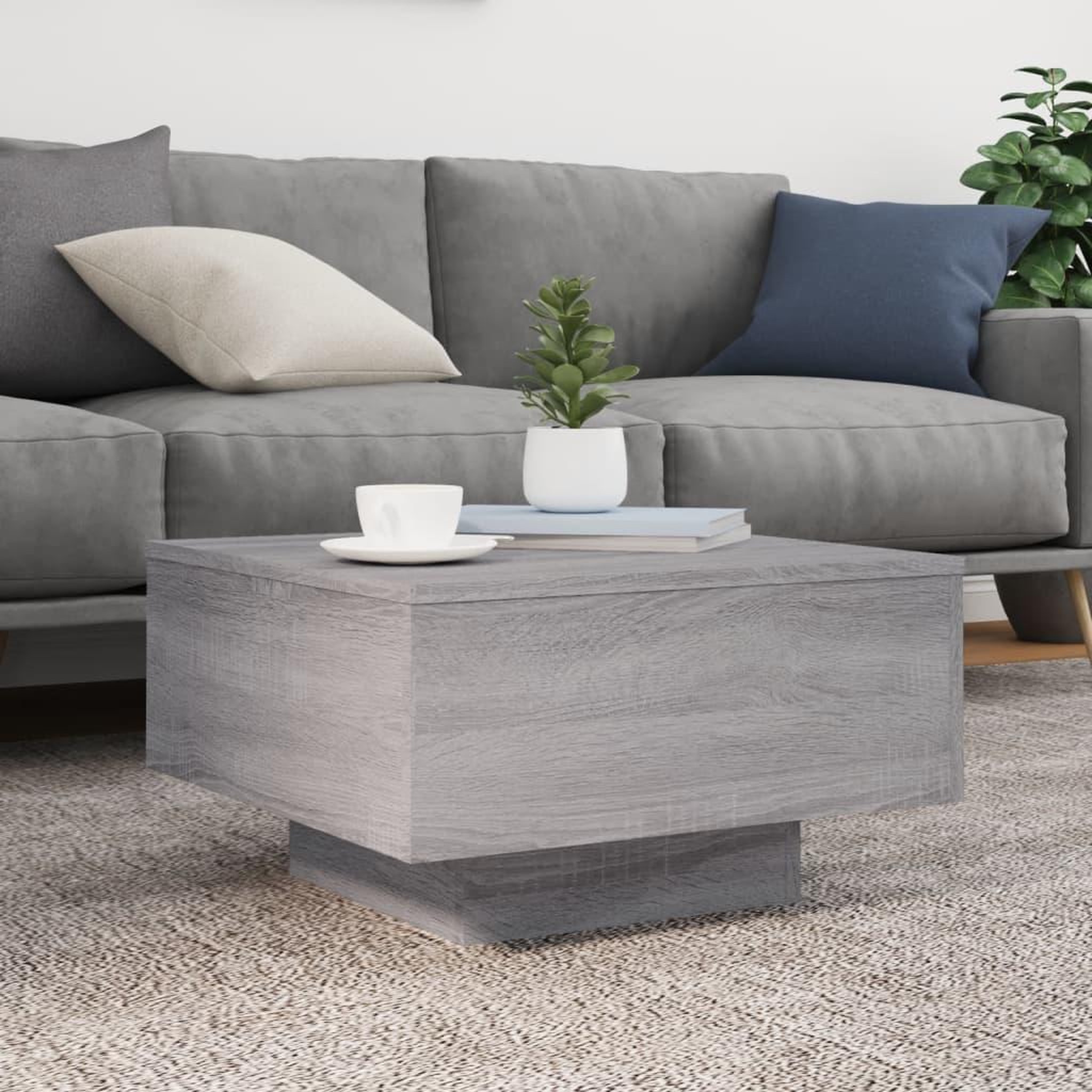 Voir la diapositive 5 : VIDAXL Table basse avec lumieres LED sonoma gris 55x55x31 cm