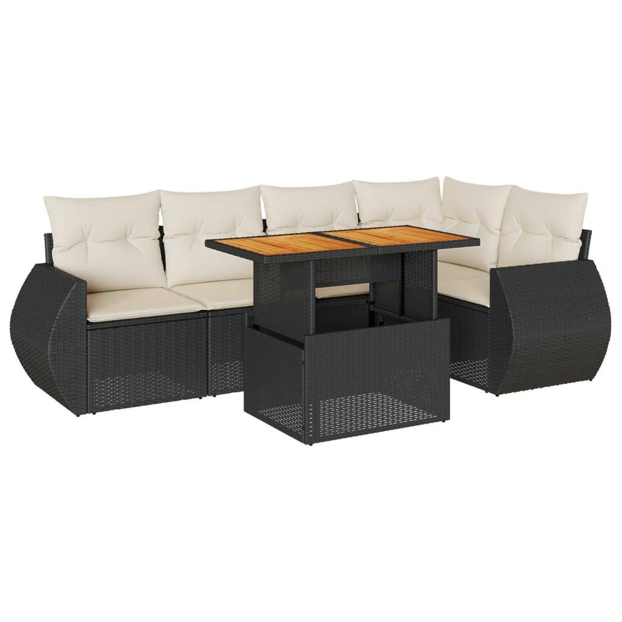 Voir la diapositive 2 : VIDAXL Salon de jardin 6 pcs avec coussins noir resine tressee