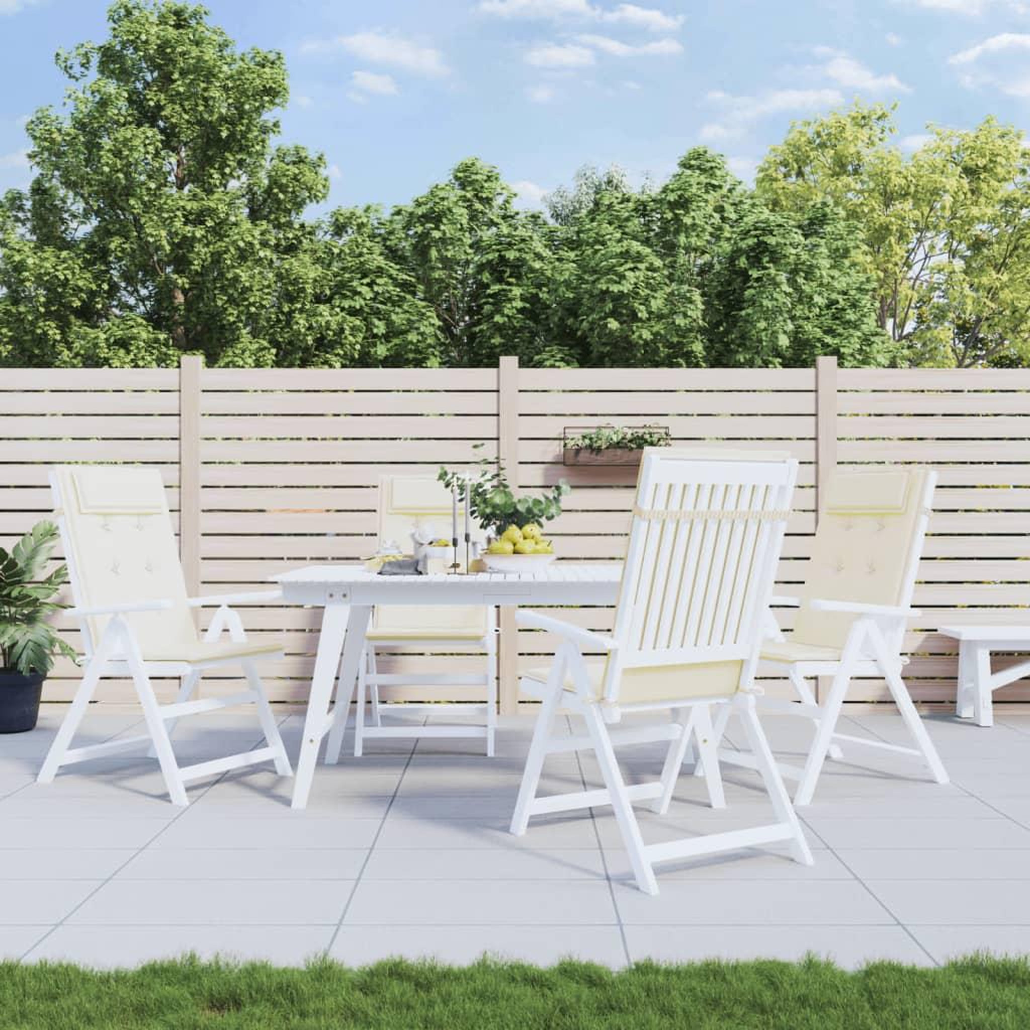 VIDAXL Coussins de chaise a dossier haut lot de 4 creme tissu oxford