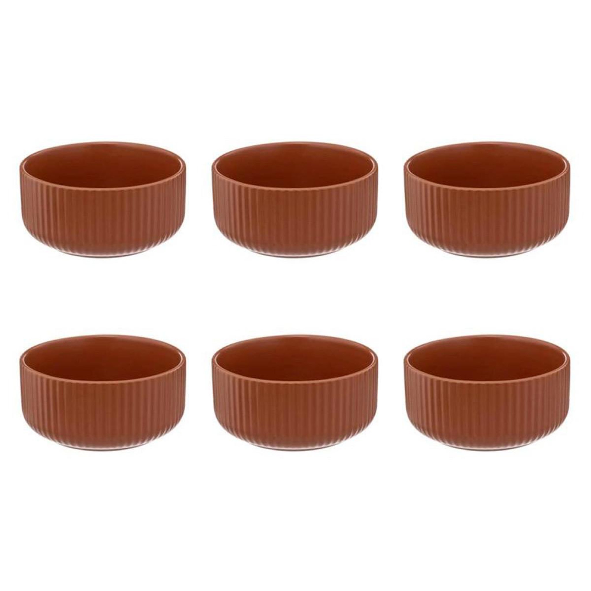 SECRET DE GOURMET Lot de 6 coupelles  côtelé  80cl terracotta