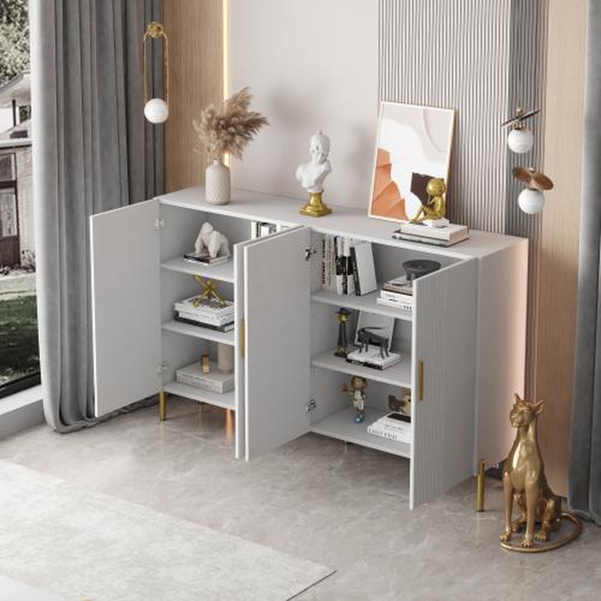 Voir la diapositive 2 : MERAX Buffet 4 porte(s) 0 tiroir(s) - 160 cm blanc panneau de particules