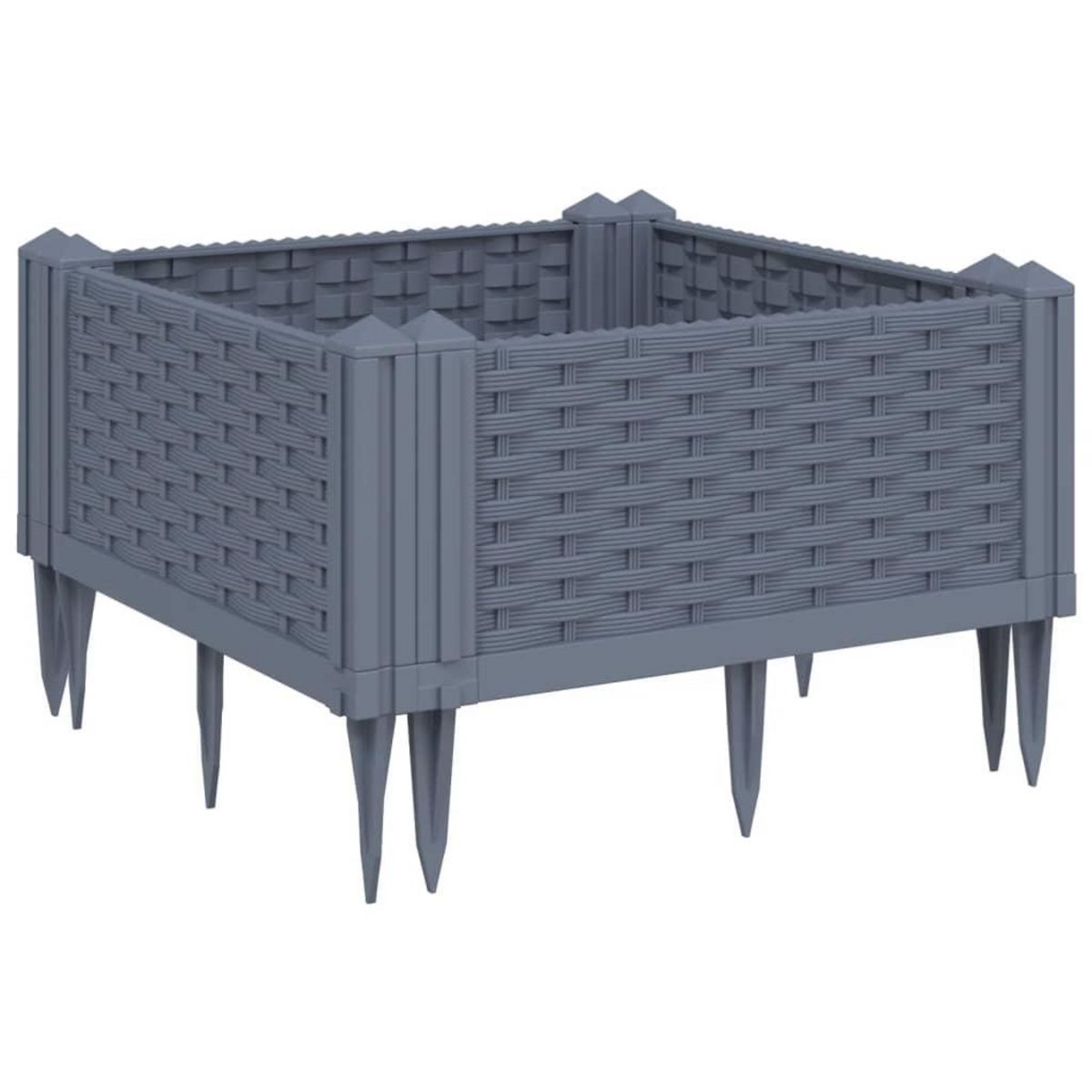 VIDAXL Jardiniere avec piquets bleu gris 42,5x42,5x28,5 cm PP