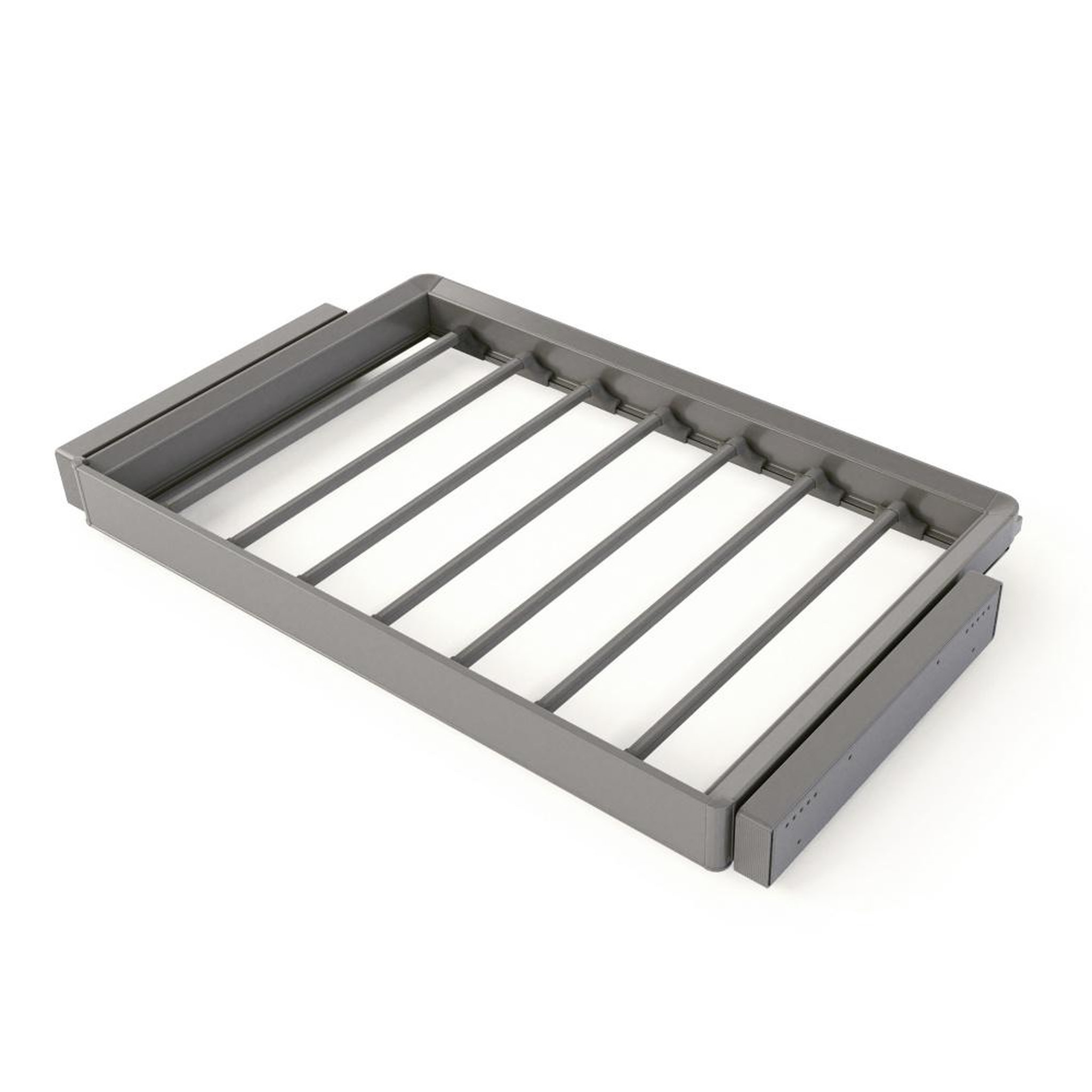 EMUCA SRL Kit de porte-pantalon à 7tringles et rack ajustable Quartz pour armoires -  glissières extension totale et à fermeture douce -  Module 80cm -  Finition Titane