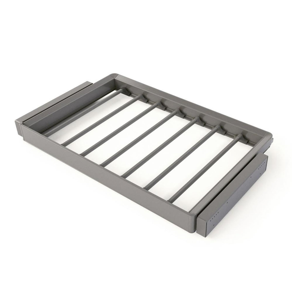 EMUCA SRL Kit de porte-pantalon à 7tringles et rack ajustable Quartz pour armoires -  glissières extension totale et à fermeture douce -  Module 80cm -  Finition Titane