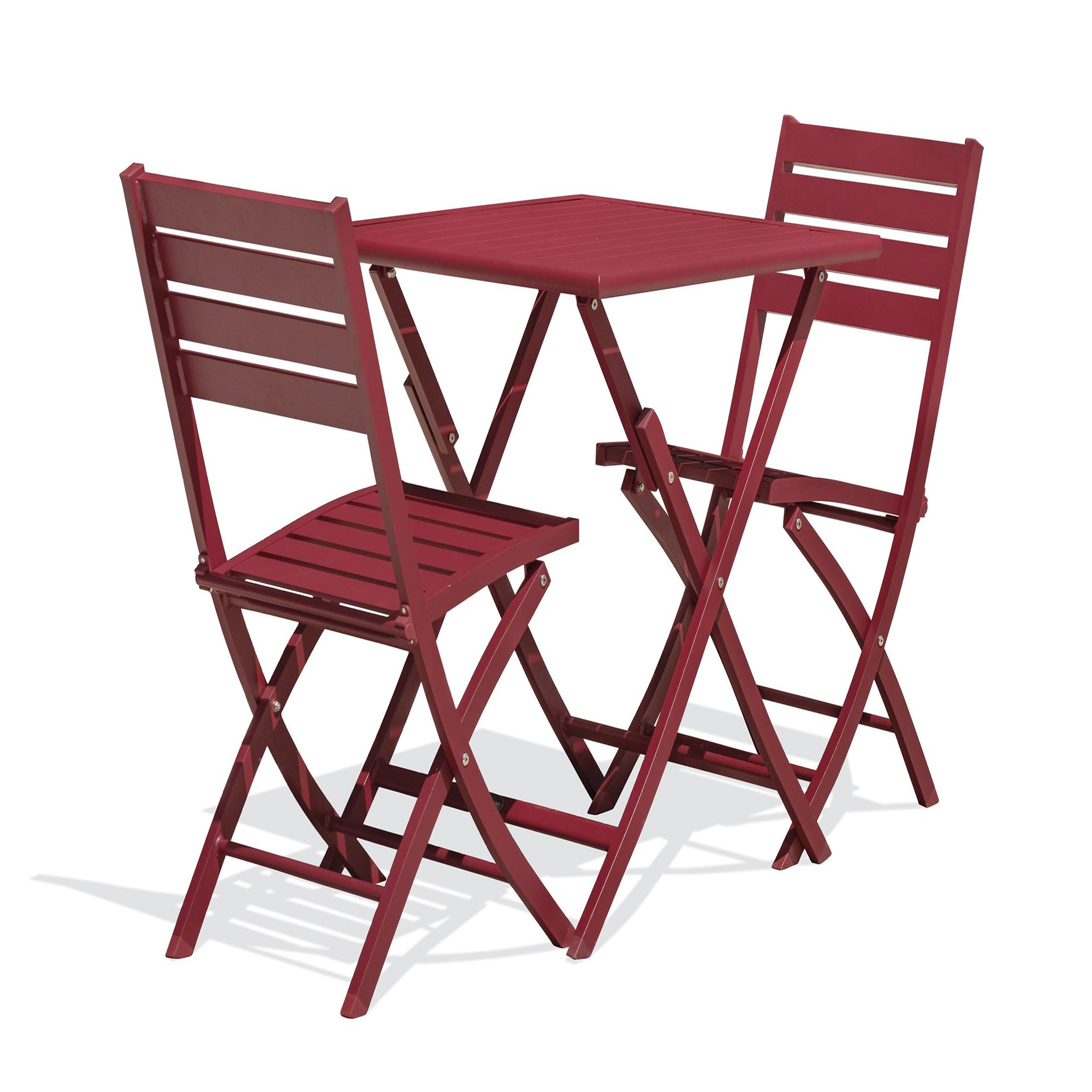 DCB GARDEN Ensemble repas de jardin carré en aluminium (2 places)