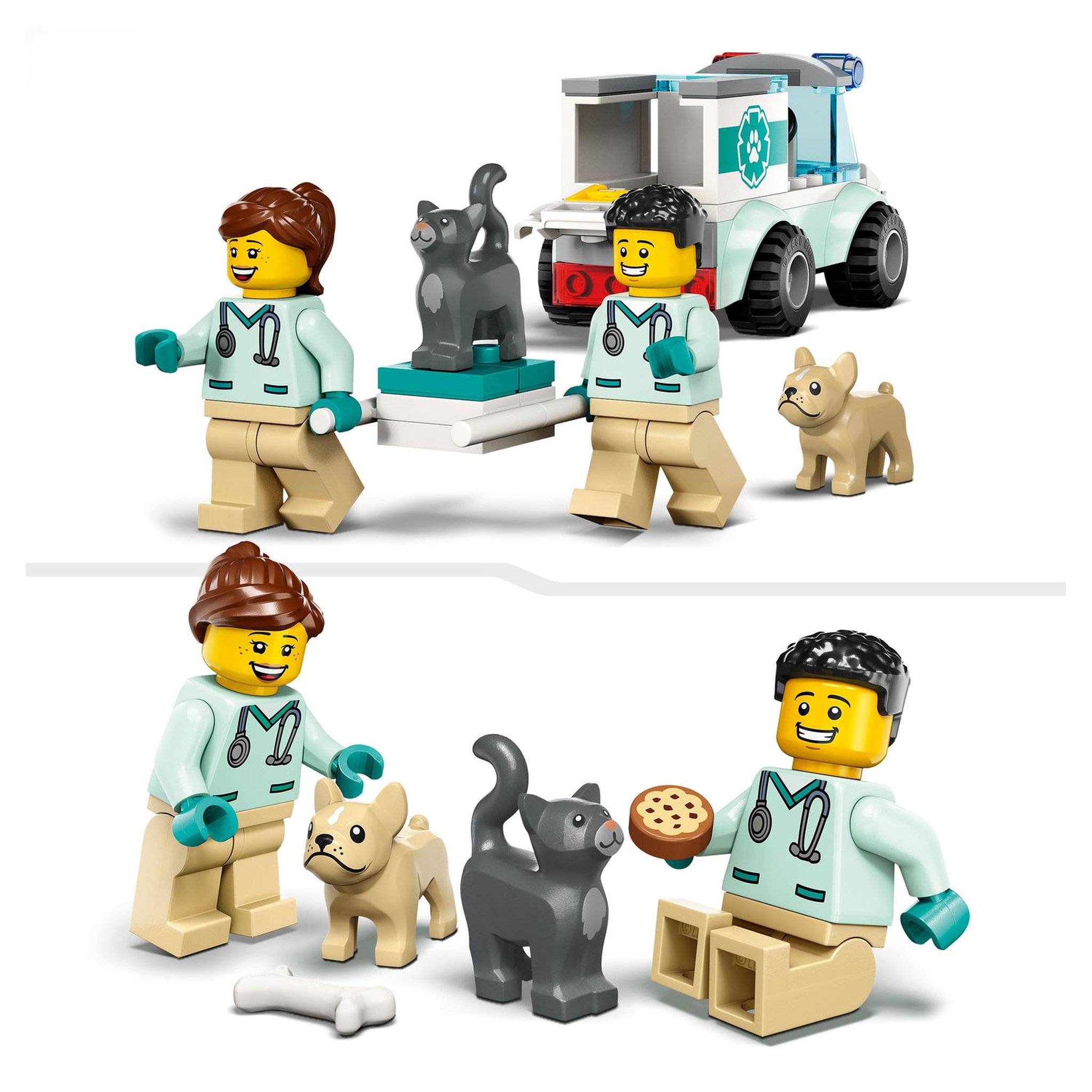 Voir la diapositive 5 : LEGO City 60382 L'intervention du véhicule vétérinaire,  Jouet Ambulance pour Animaux, avec 2 Minifigurines et Figurines Chat et Chien, Enfants 4 Ans