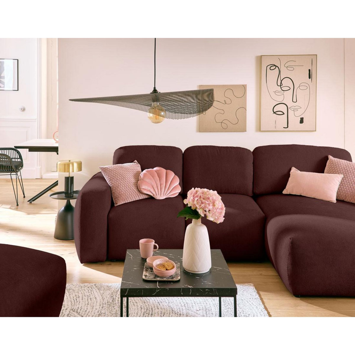 LISA DESIGN Sorrente - canapé d'angle réversible - convertible avec coffre - 4 places - en tissu texturé