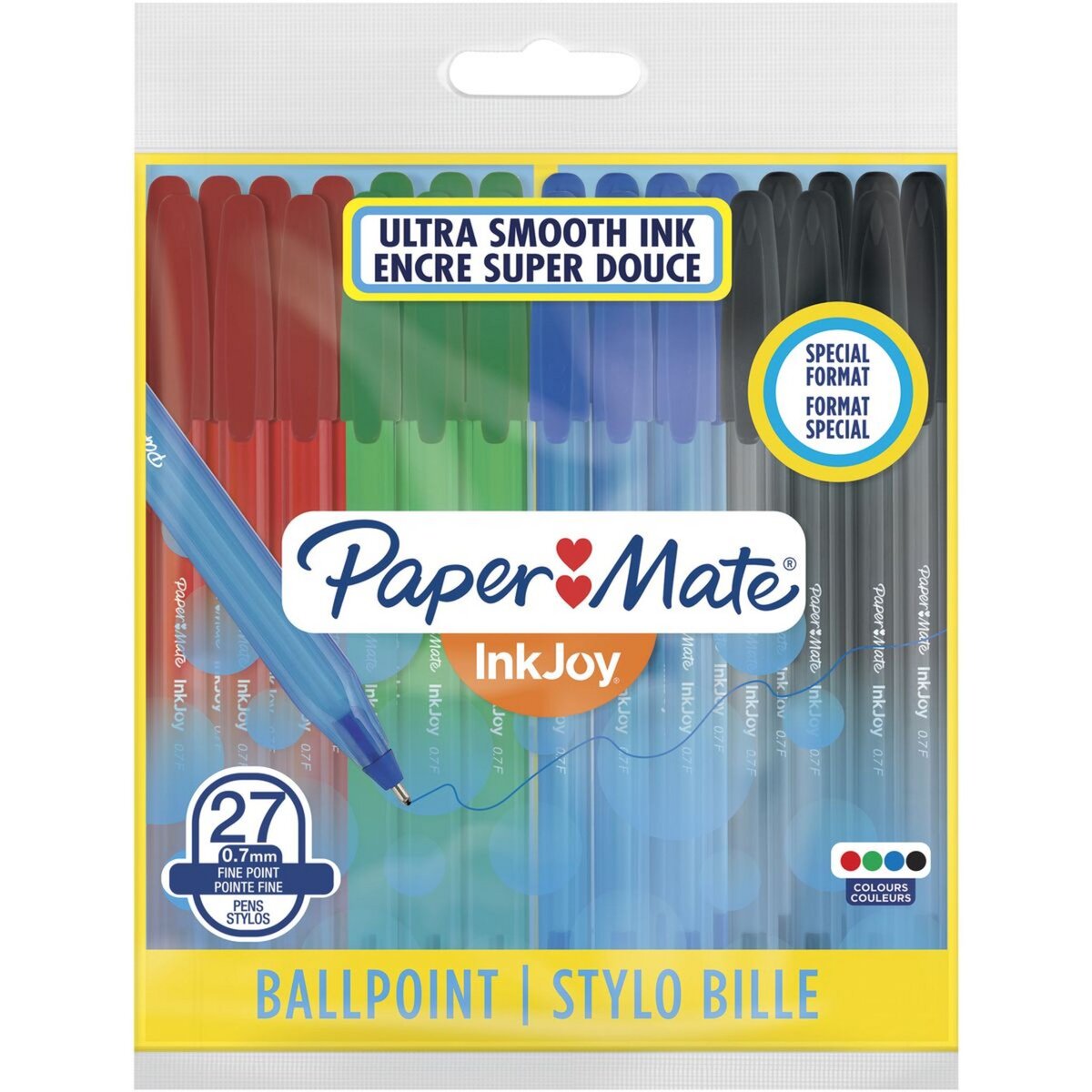 PAPERMATE Pochette de 27 stylos bille pointe fine InkJoy coloris assortis