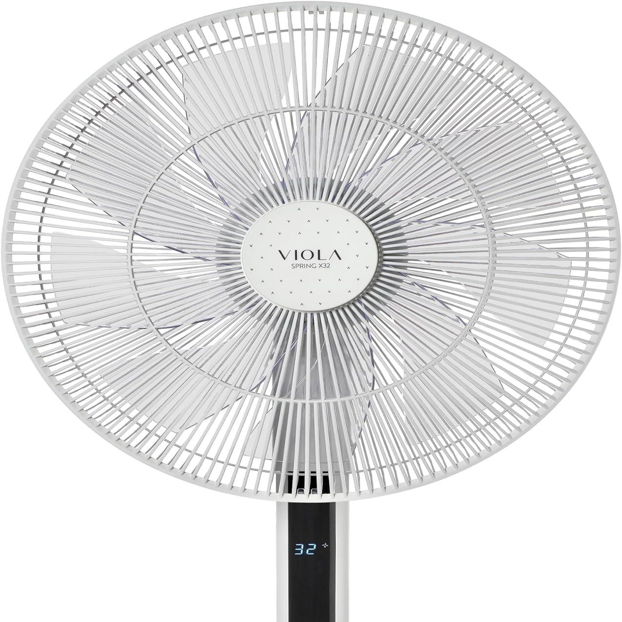 Voir la diapositive 3 : VIOLA Spring X32 Ventilateur sur Pied Silencieux avec Télécommande, Moteur Brushless Économie, Puissant Flux d'air, 32 Vitesses, Oscillant 320°, Hauteur réglable, Incliner vers le haut 90°, Minuterie