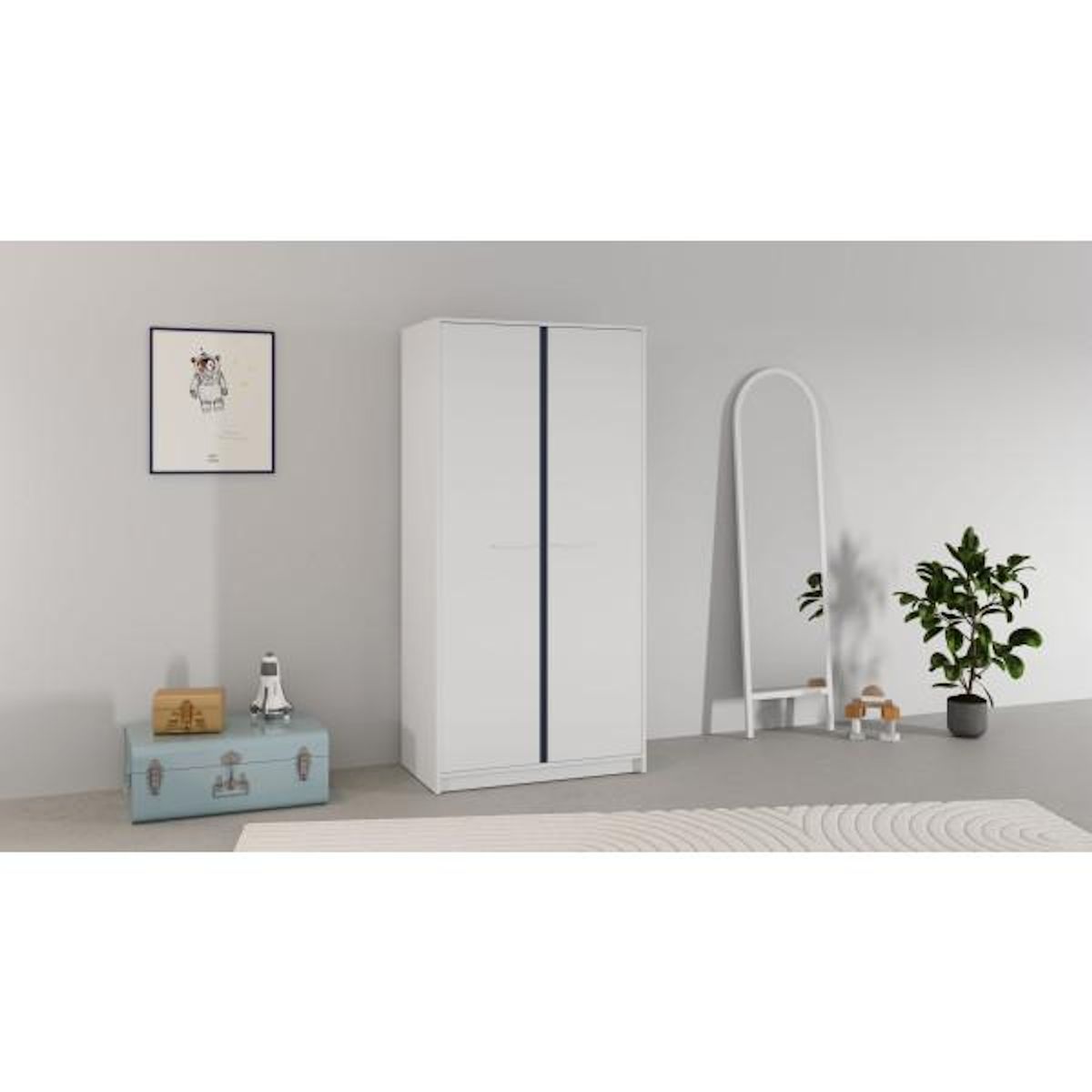 Demeyere Armoire de chambre - REVERSO - Blanc mat - 2 portes - 88,3 x 50 x 180,9 cm