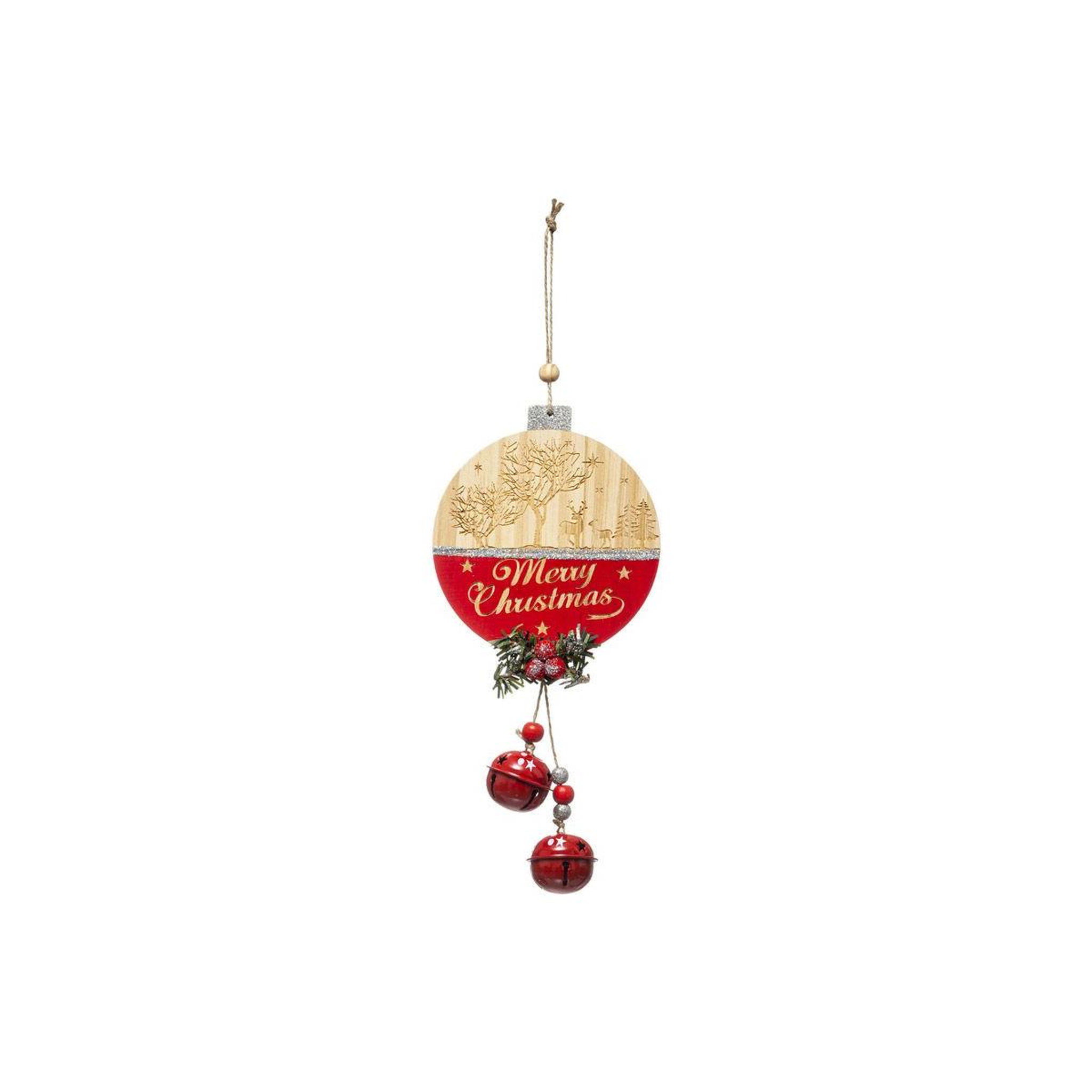 FEERIC LIGHT & CHRISTMAS Sujet de noël boule  étoile  33cm rouge & beige