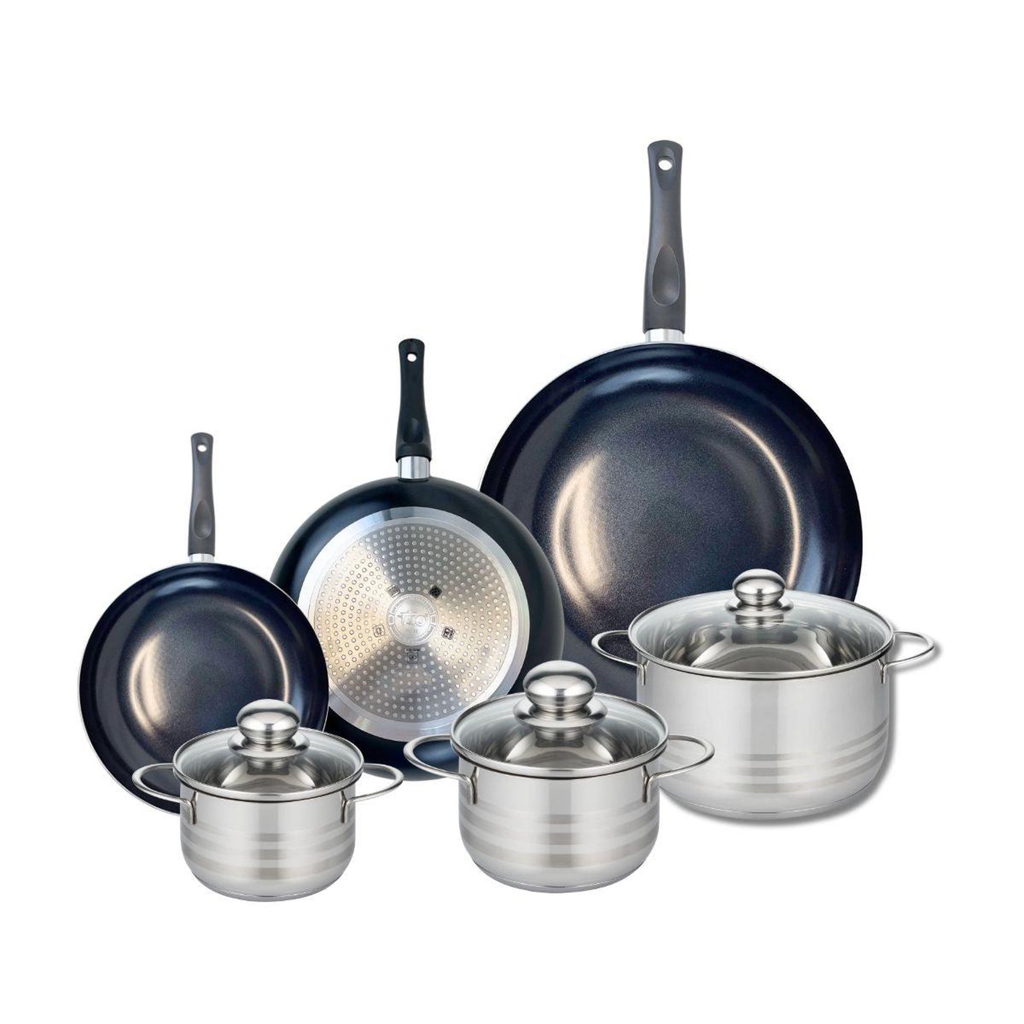 ELO Ensemble de 3 poêles de cuisson 20, 24 et 32 cm et 3 faitouts 14, 16 et 20 cm elo prima brillant