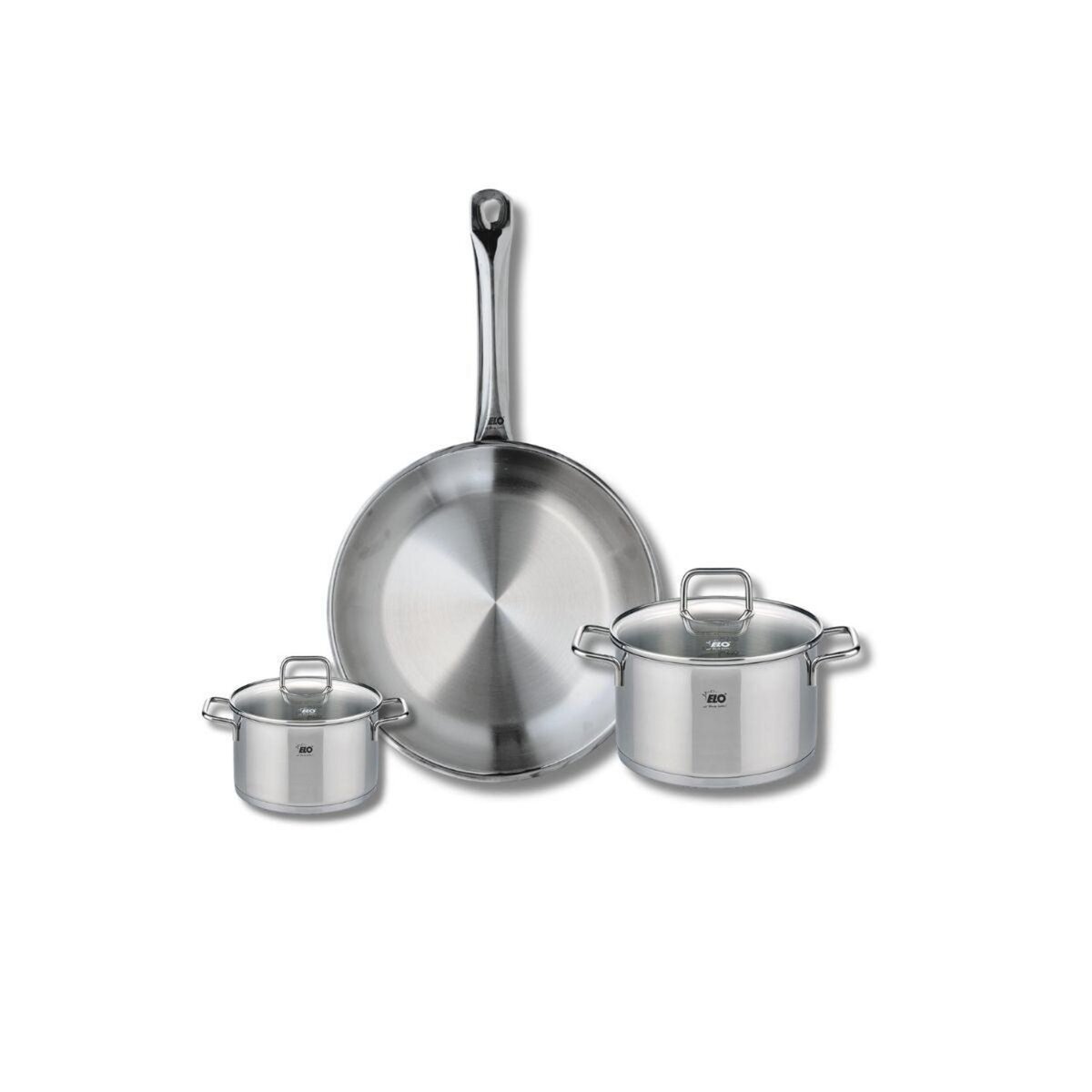 ELO Ensemble de 1 Poêle de cuisson 28 cm et 2 faitouts 12 et 16 cm Elo Profi Citrin