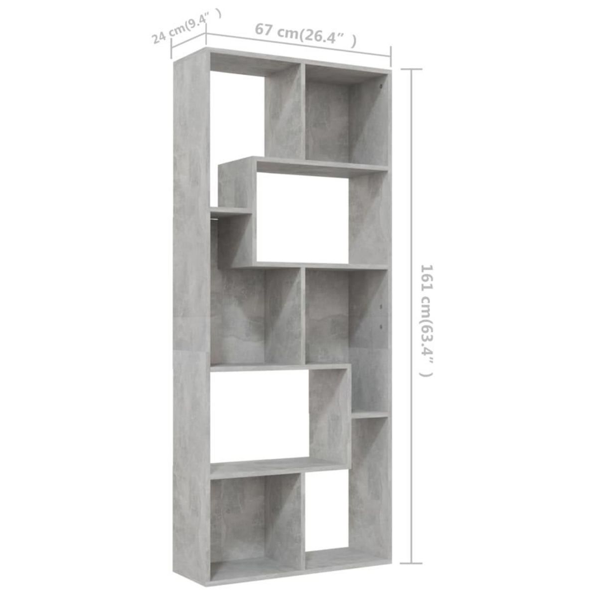 VIDAXL Bibliotheque Gris beton 67x24x161 cm Bois d'ingenierie