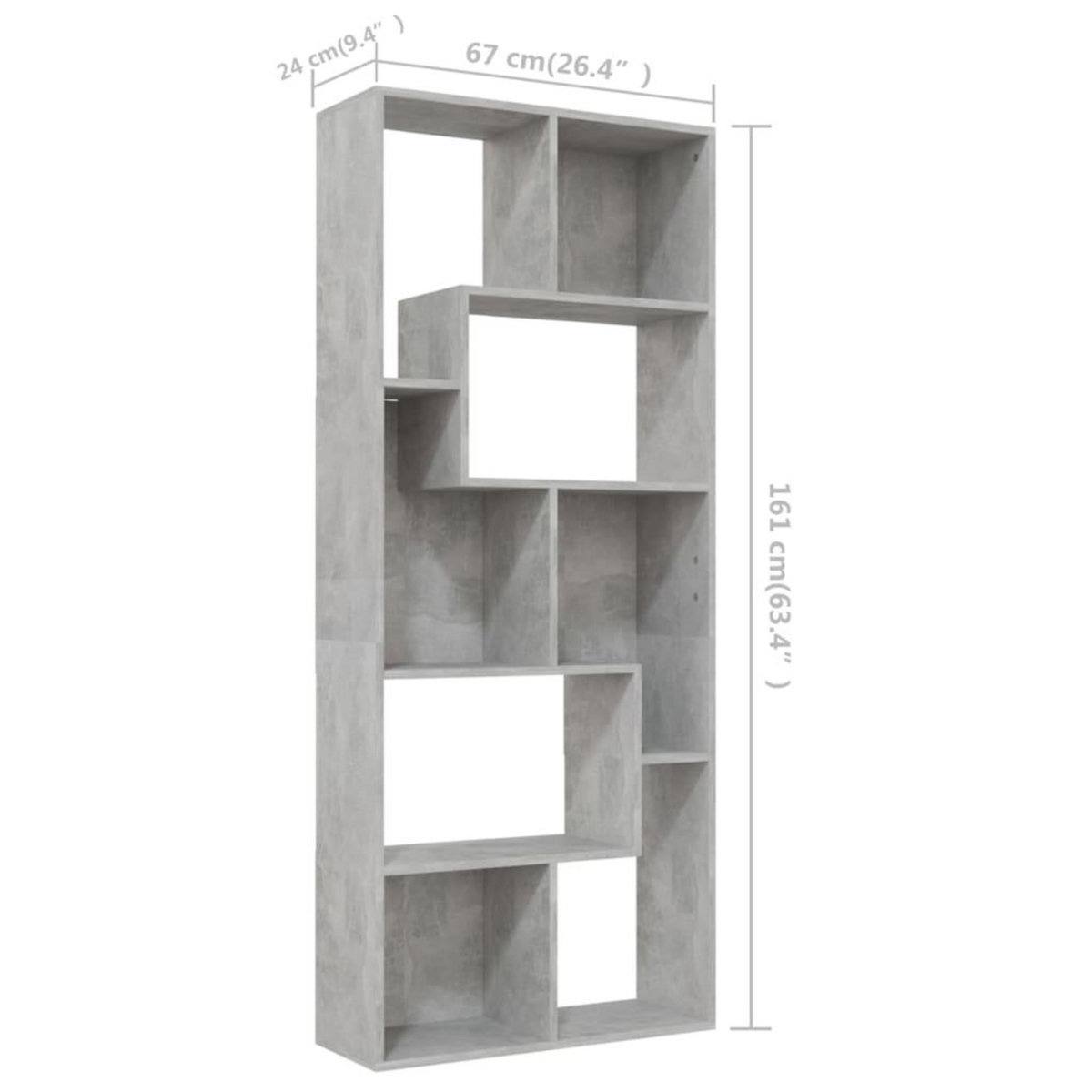 VIDAXL Bibliotheque Gris beton 67x24x161 cm Bois d'ingenierie