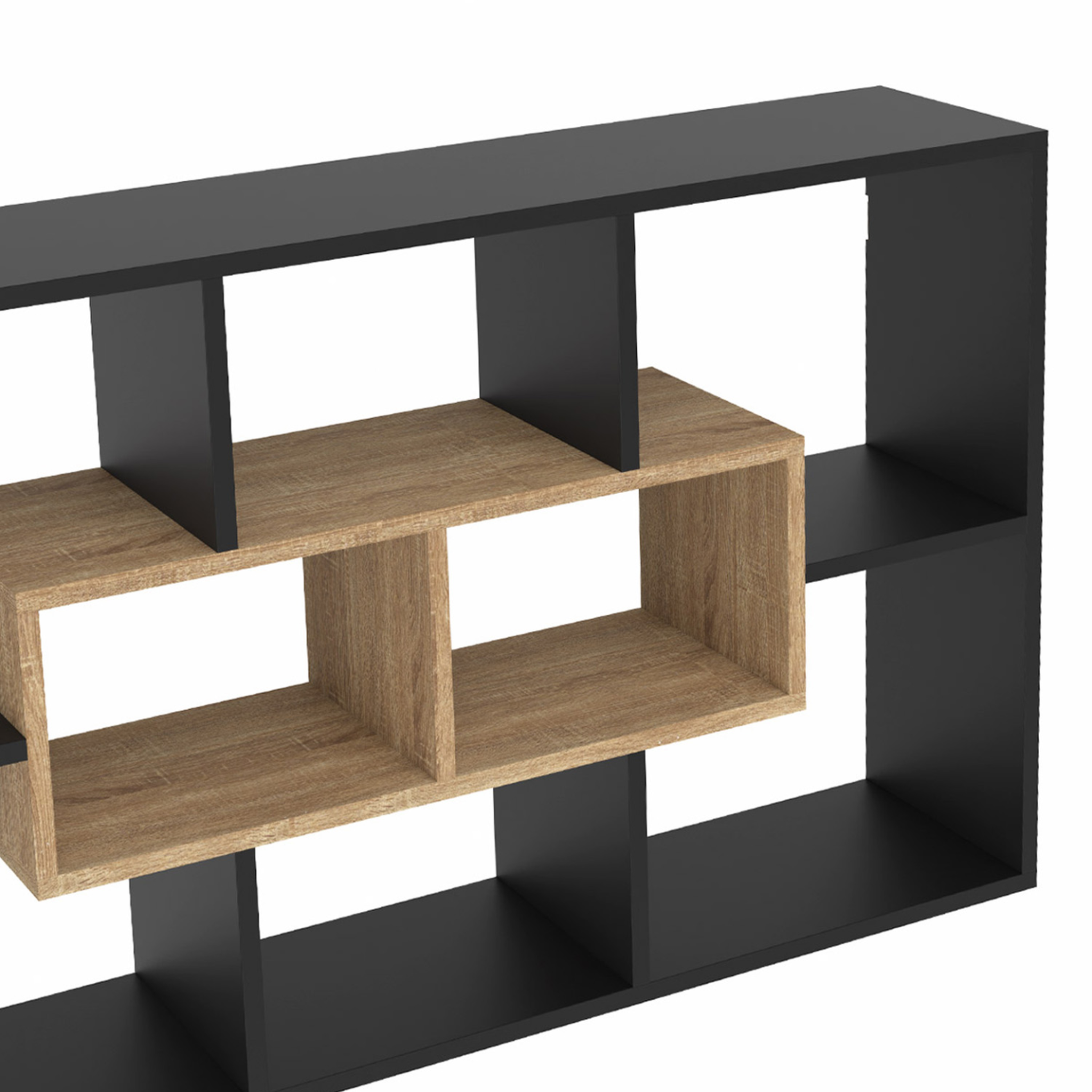 Voir la diapositive 5 : ID MARKET Etagère murale colette avec 8 compartiments noir et effet bois