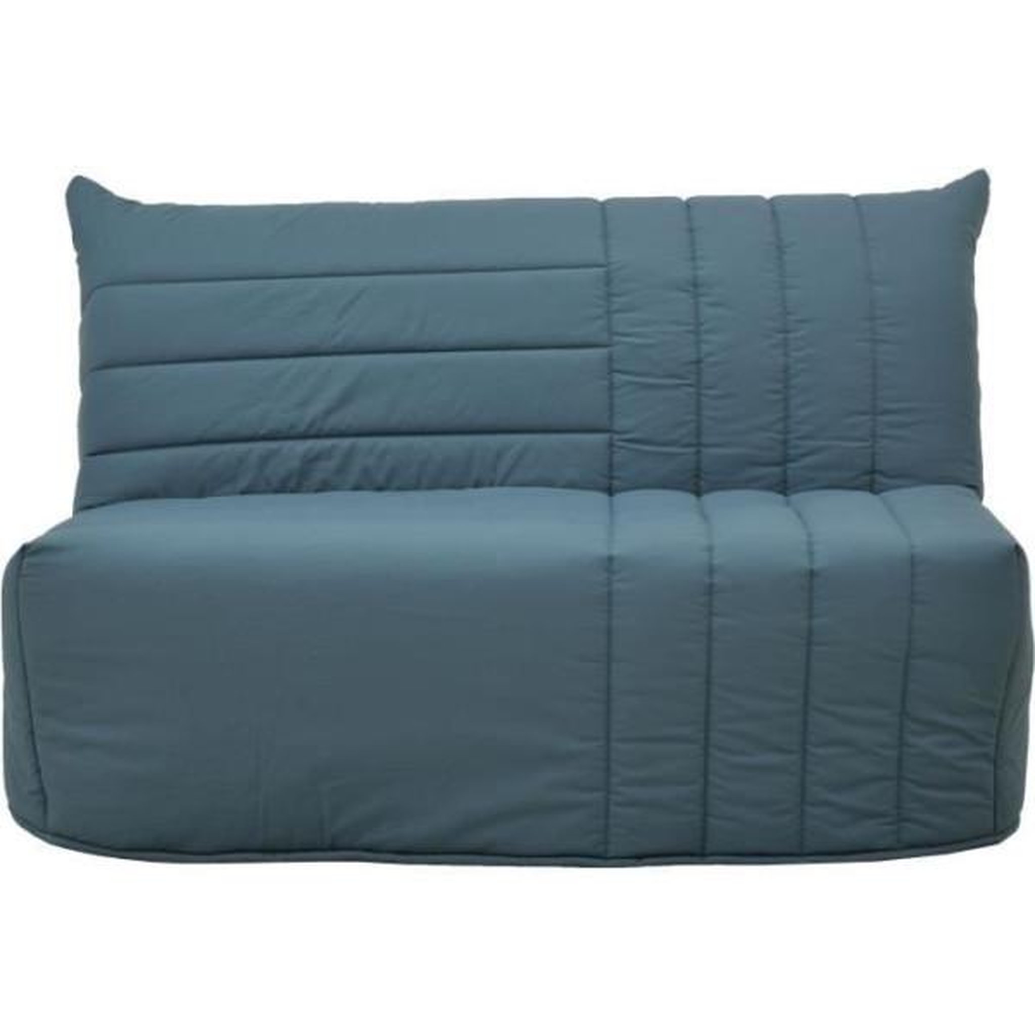 Voir la diapositive 1 : MARKET24 Banquette BZ 2 places BECCI - Tissu bleu de prusse - Matelas Bultex - L142 x P101 x H95cm - Fabrication française