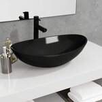 VIDAXL Lavabo Verre trempe 54,5x35x15,5 cm Noir