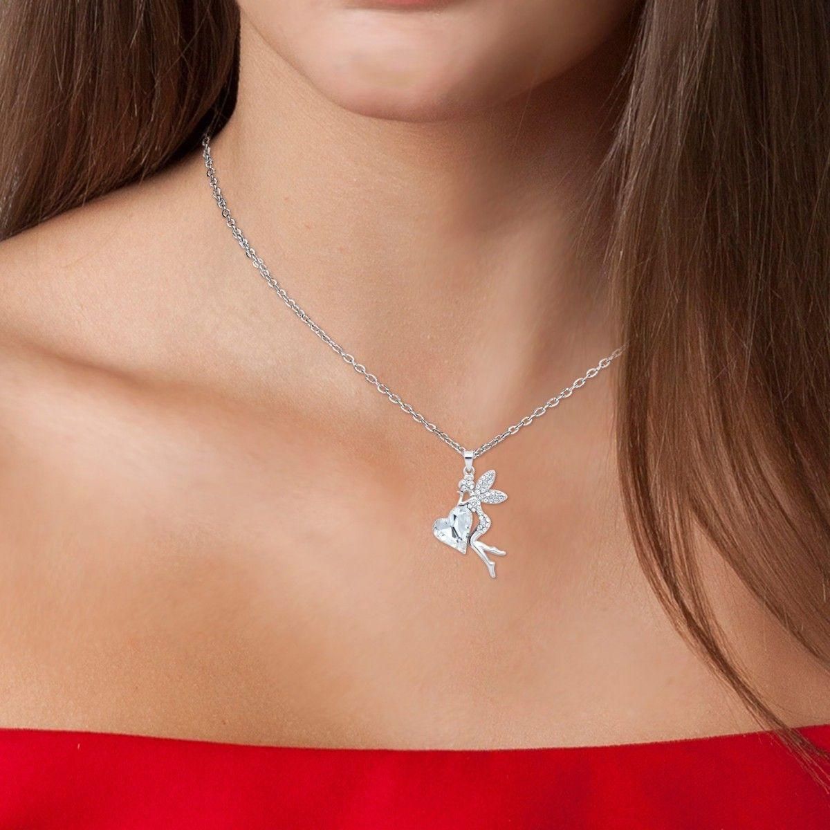 SC CRYSTAL Collier fée et coeur SC Crystal orné de cristaux scintillants