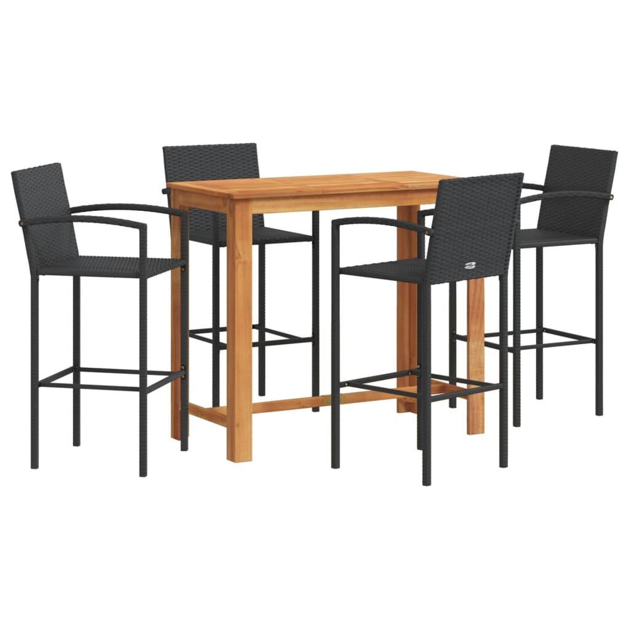 Voir la diapositive 2 : VIDAXL Ensemble de bar de jardin 5 pcs noir bois massif acacia rotin