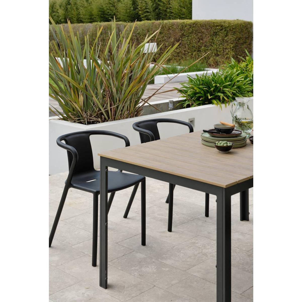 Paris Prix Ensemble Table de Jardin & 4 Fauteuils  Boston & Diego  150cm Gris Anthracite