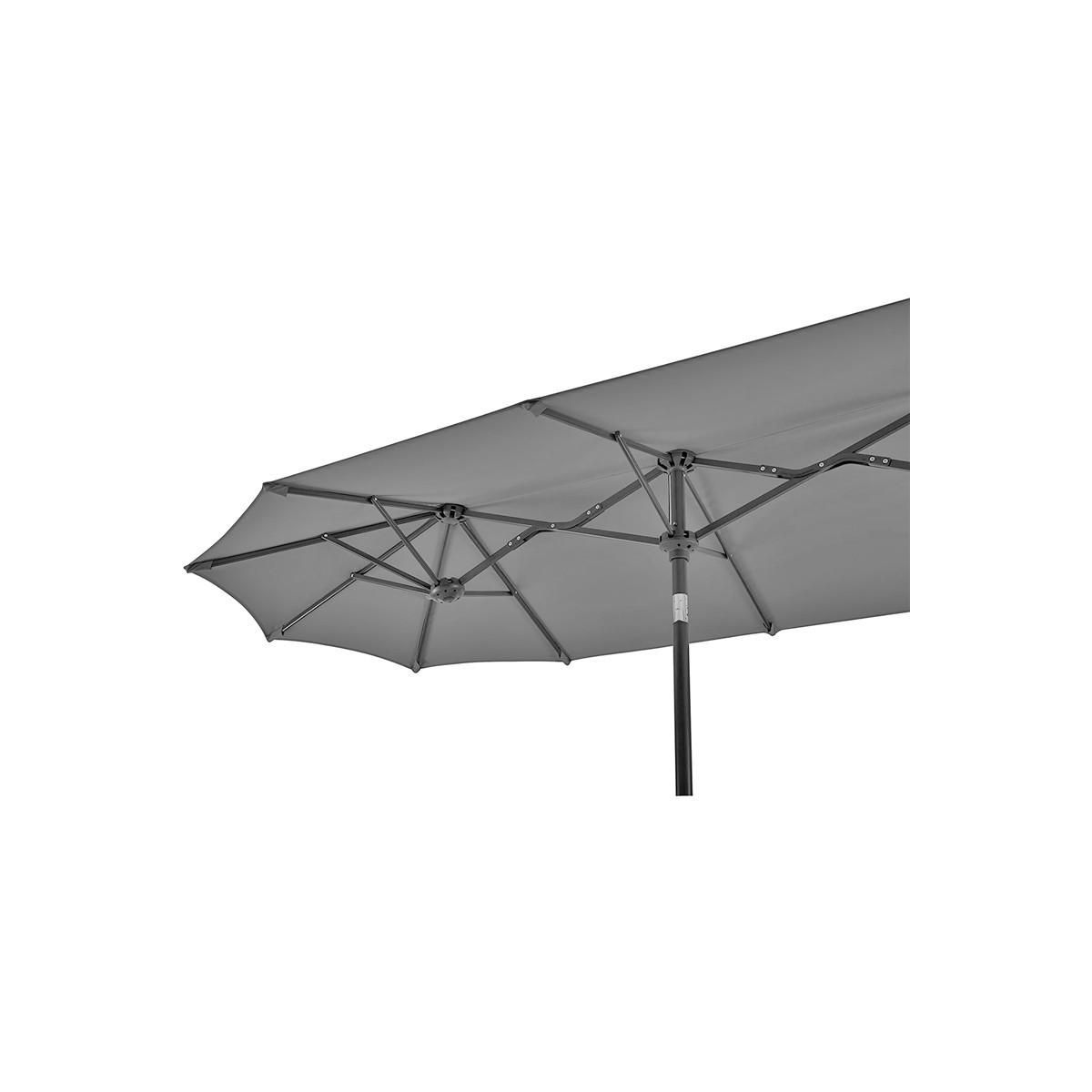 KZ GARDEN Parasol de jardin double Gris 4.50 x 2.65 x H 2.40 Toile polyester TWIN KZ GARDEN