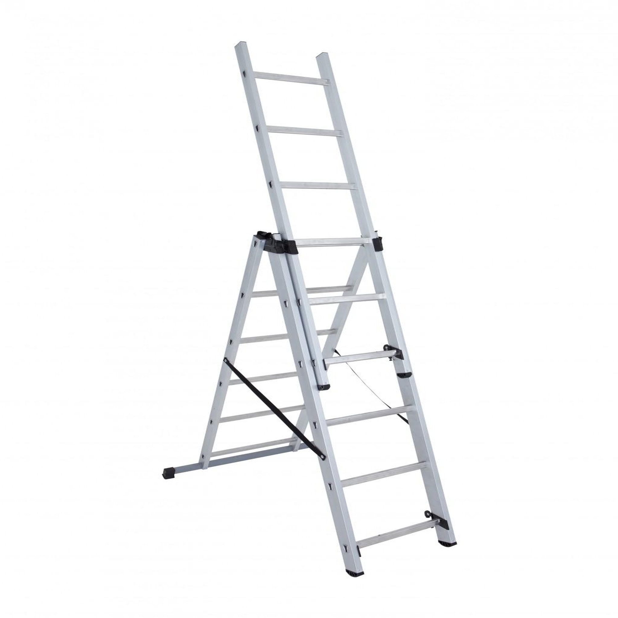 HAILO Echelle transformable 3 plans 3x6 échelons 3,4m/4,3m en aluminium Hailo Hobby