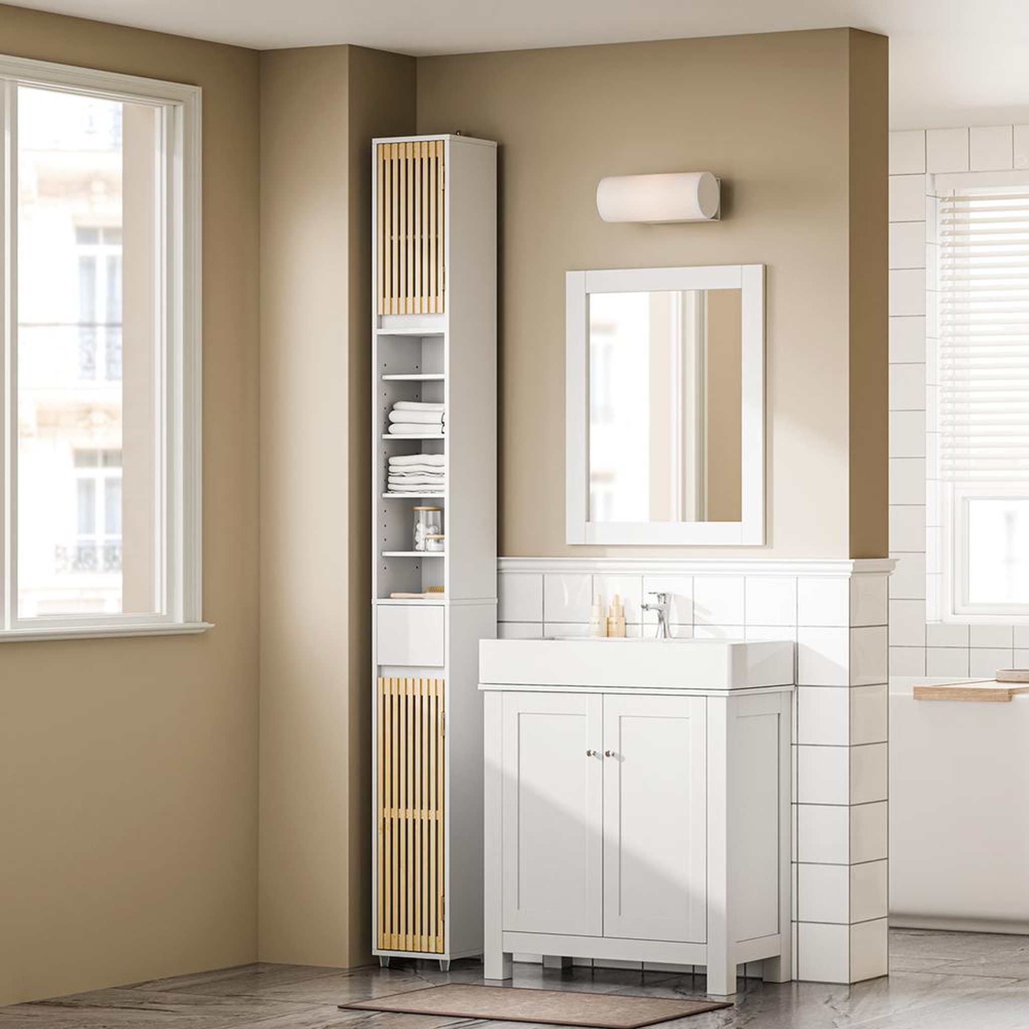 Voir la diapositive 5 : SOBUY SoBuy - Colonne De Salle De Bain à un tiroir - Moderne - BZR34