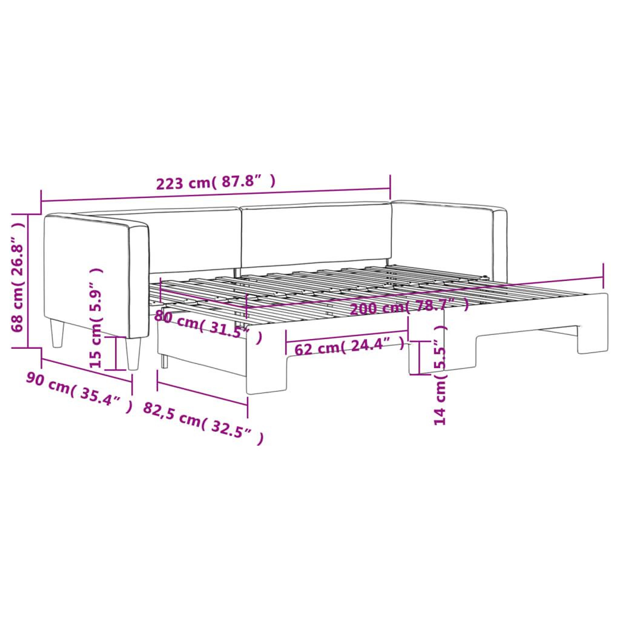 Voir la diapositive 6 : VIDAXL Lit de jour avec gigogne sans matelas creme 80x200 cm