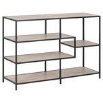 TOILINUX Bibliothèque 4 étagères asymétriques en MDF et métal. Coloris disponibles : Beige