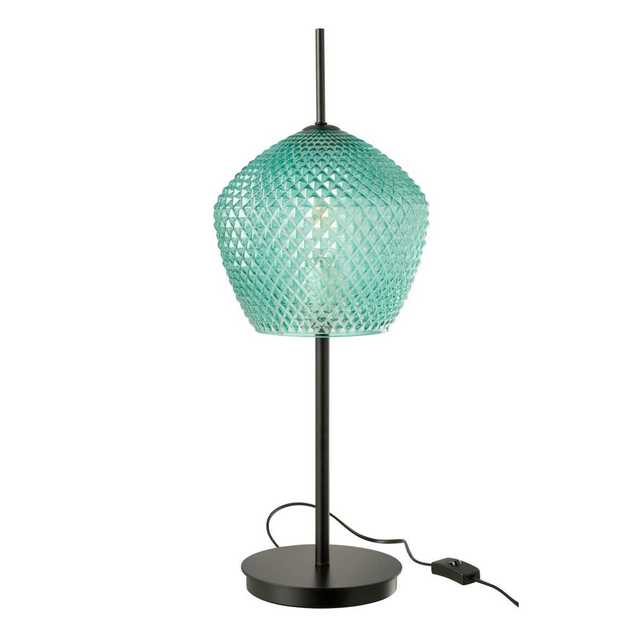 J-LINE Lampe à poser en verre design  jenna  60cm bleu