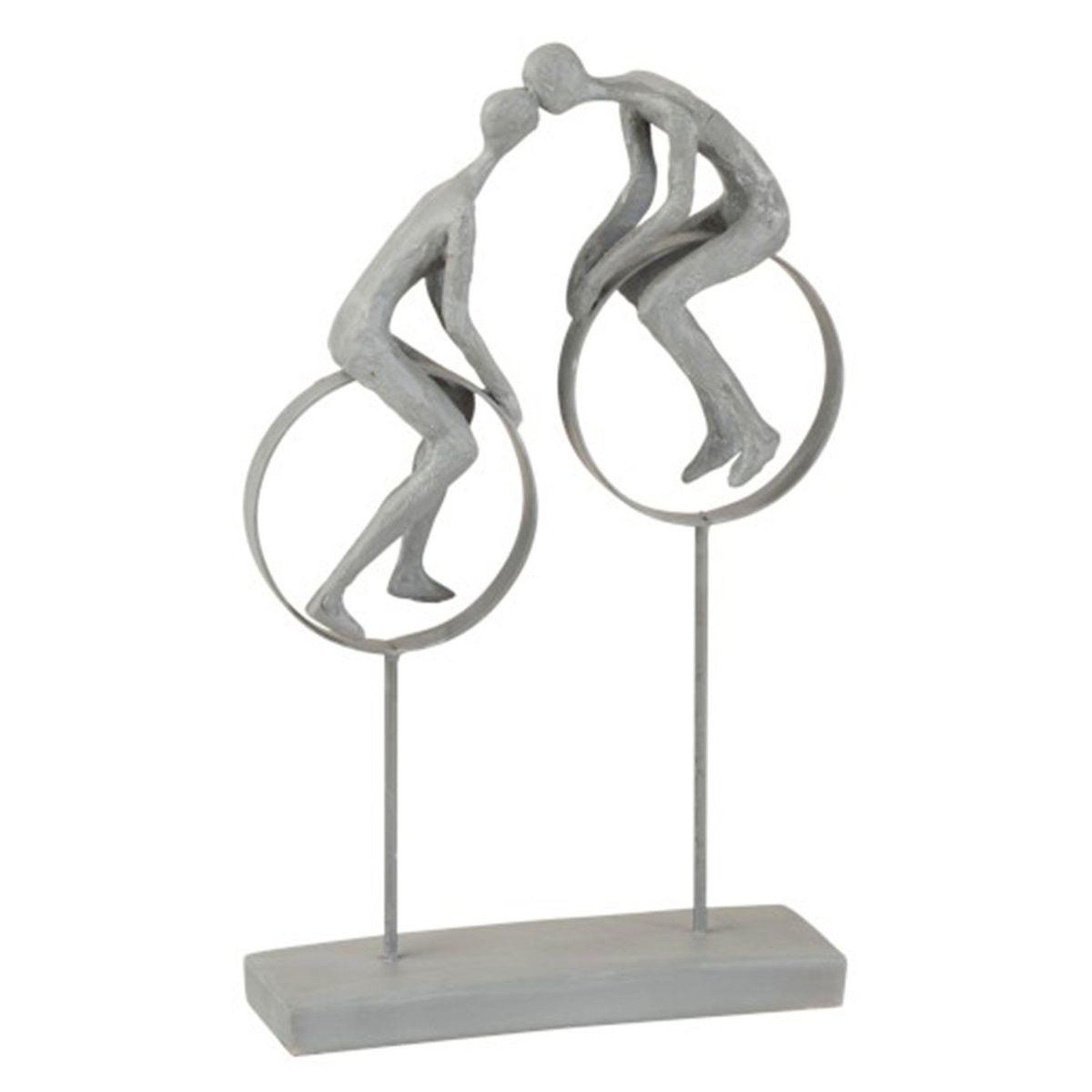 Voir la diapositive 1 : J-LINE Statuette déco  couple sur cercle  35cm gris
