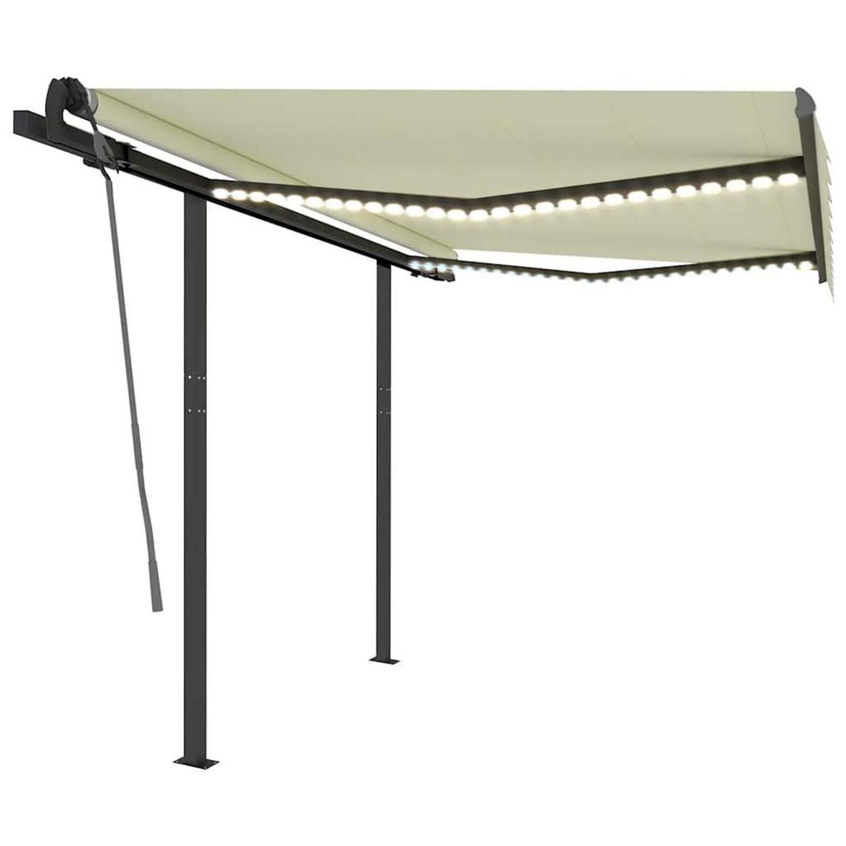 VIDAXL Auvent manuel retractable avec LED 3,5x2,5 m Creme