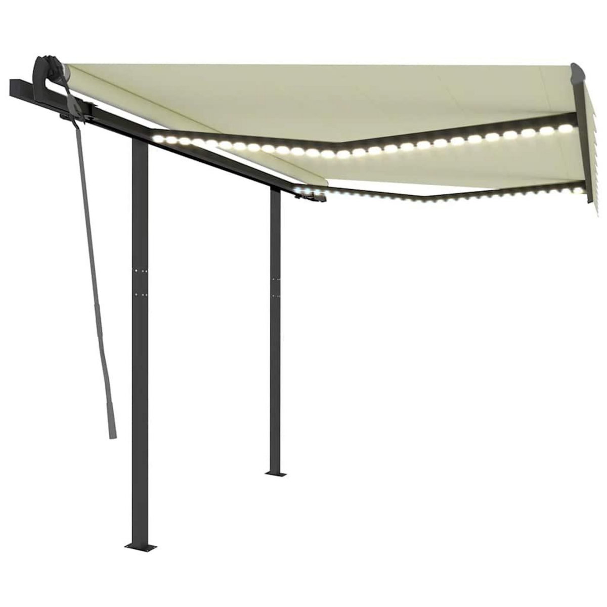 VIDAXL Auvent manuel retractable avec LED 3,5x2,5 m Creme