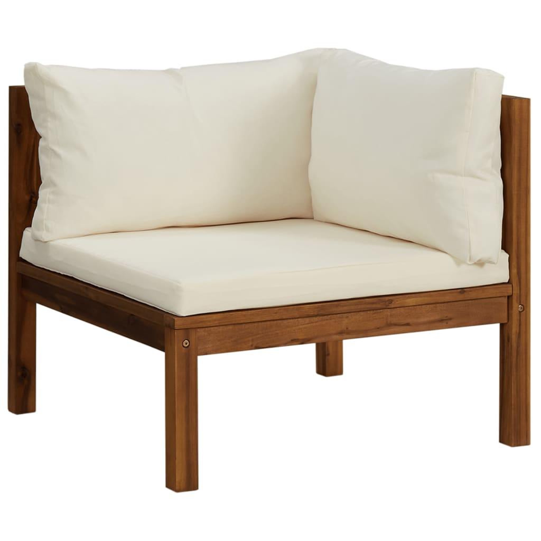 Voir la diapositive 2 : VIDAXL Canape d'angle sectionnel et coussin blanc creme Bois d'acacia