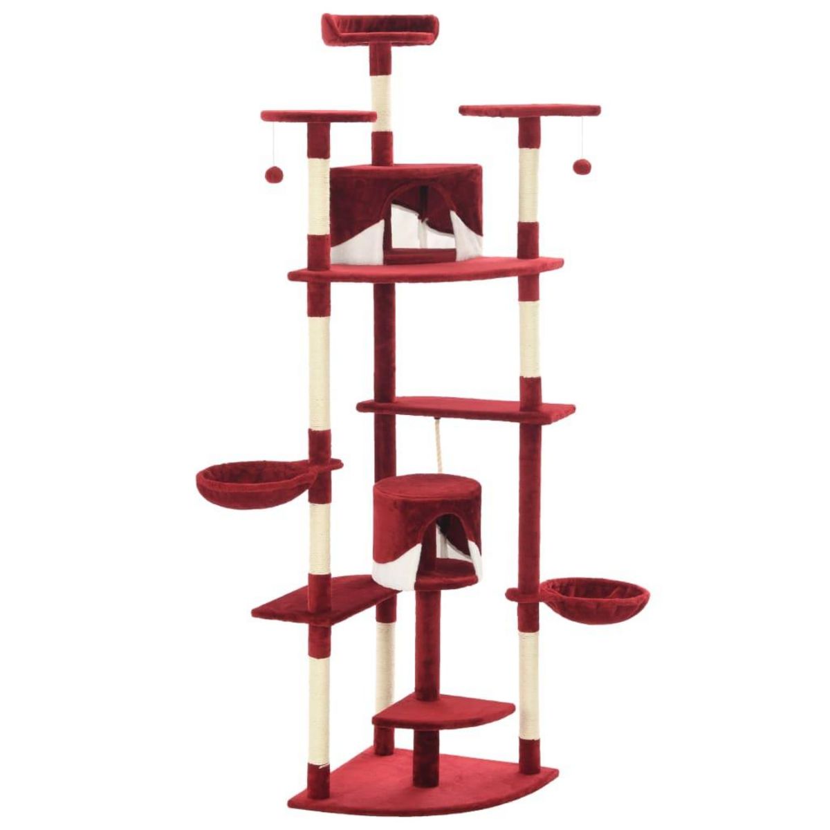 VIDAXL Arbre a chat avec griffoirs en sisal 203 cm Rouge et Blanc