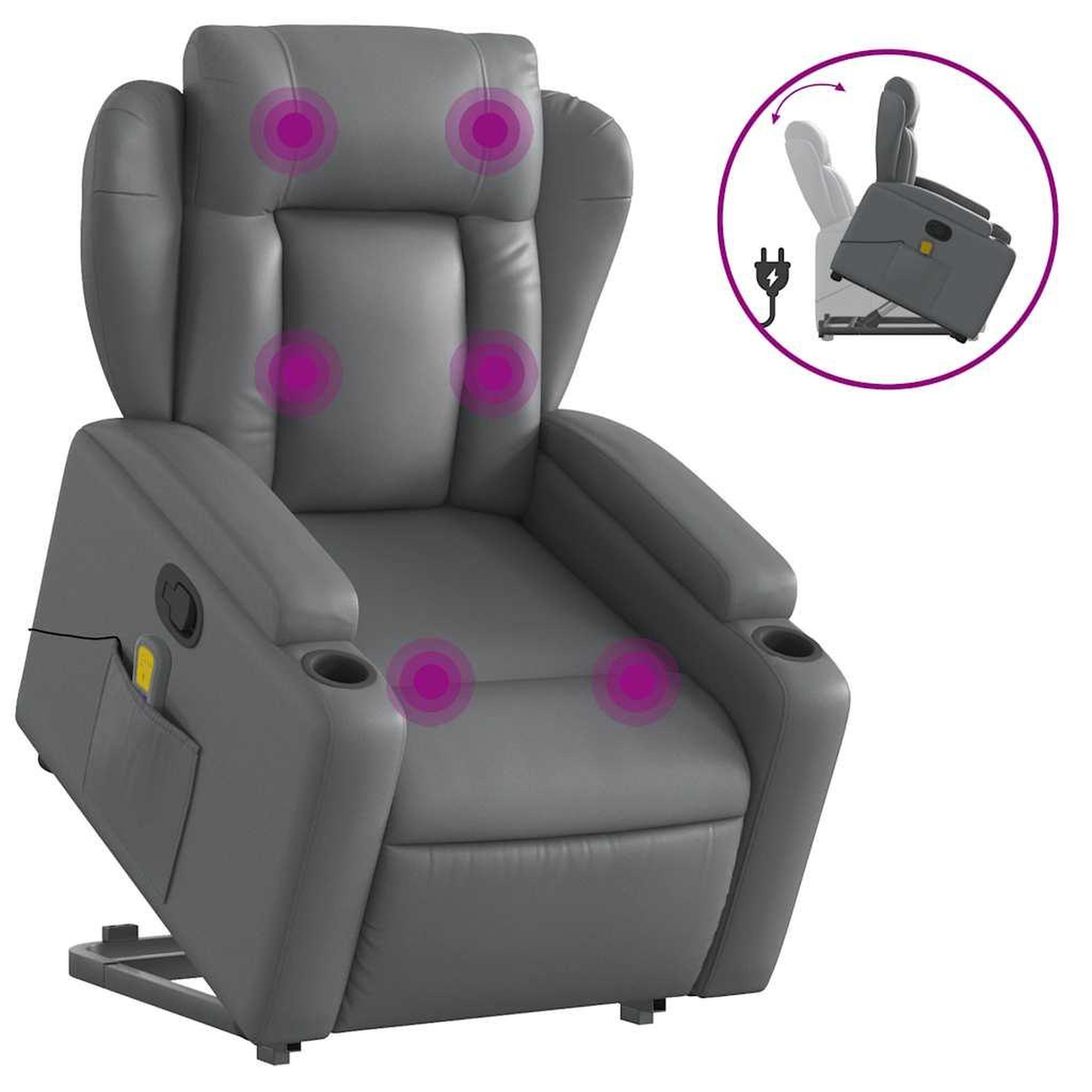 Voir la diapositive 2 : VIDAXL Fauteuil inclinable de massage Gris Similicuir