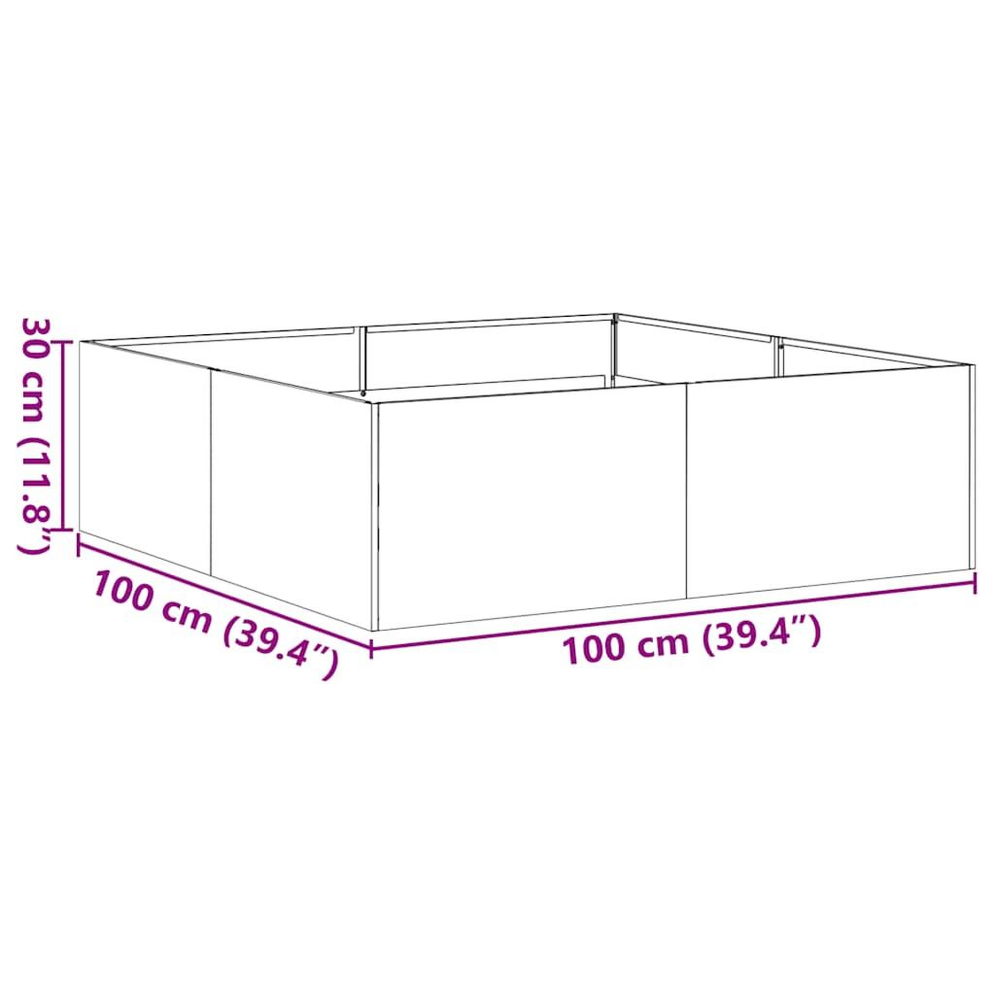 Voir la diapositive 6 : VIDAXL Jardiniere 100x100x30 cm acier inoxydable