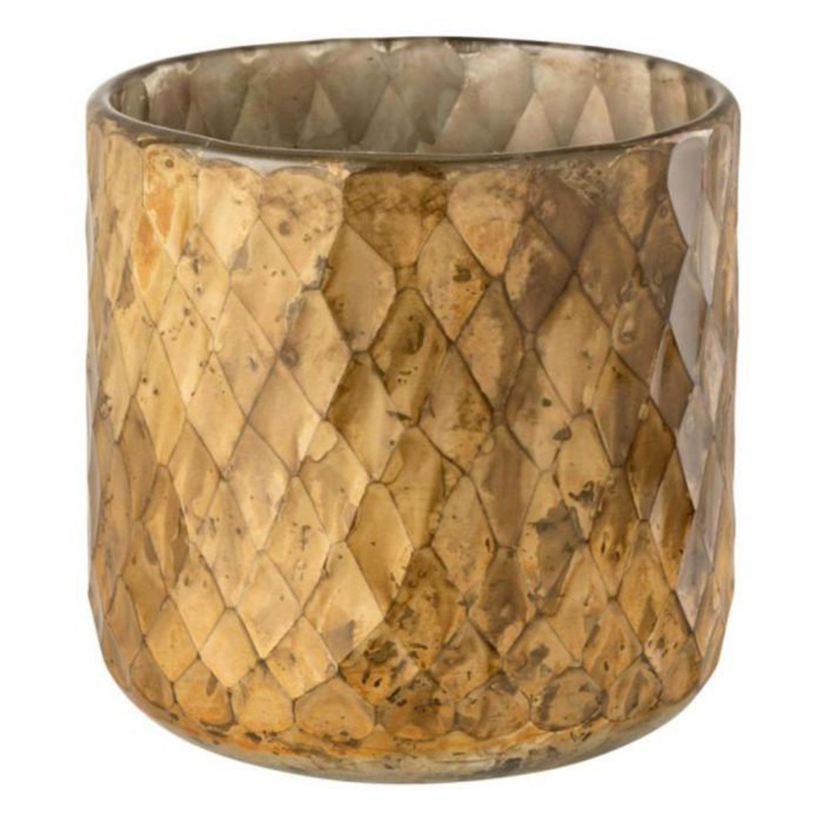 Paris Prix Photophore en Verre Design  Quadrillé  14cm Or