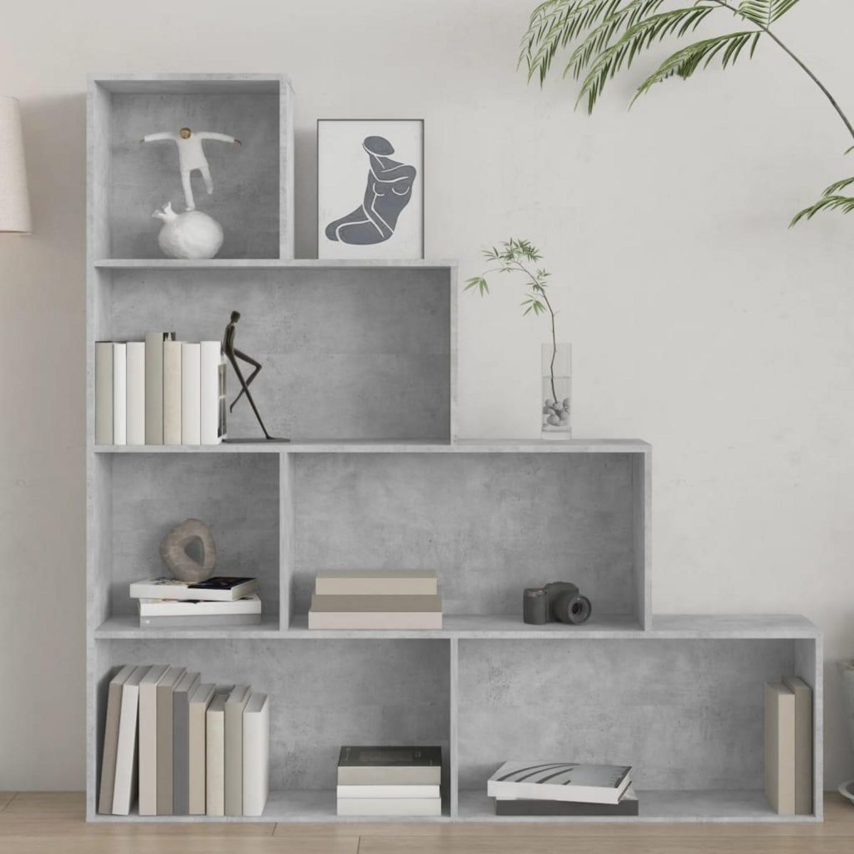 VIDAXL Bibliotheque/Separateur de piece Gris beton Bois d'ingenierie