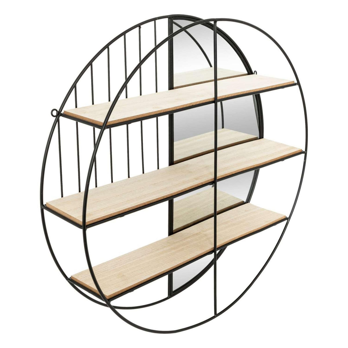 ATMOSPHERA Étagère en métal et fibres de bois avec miroir - Noir