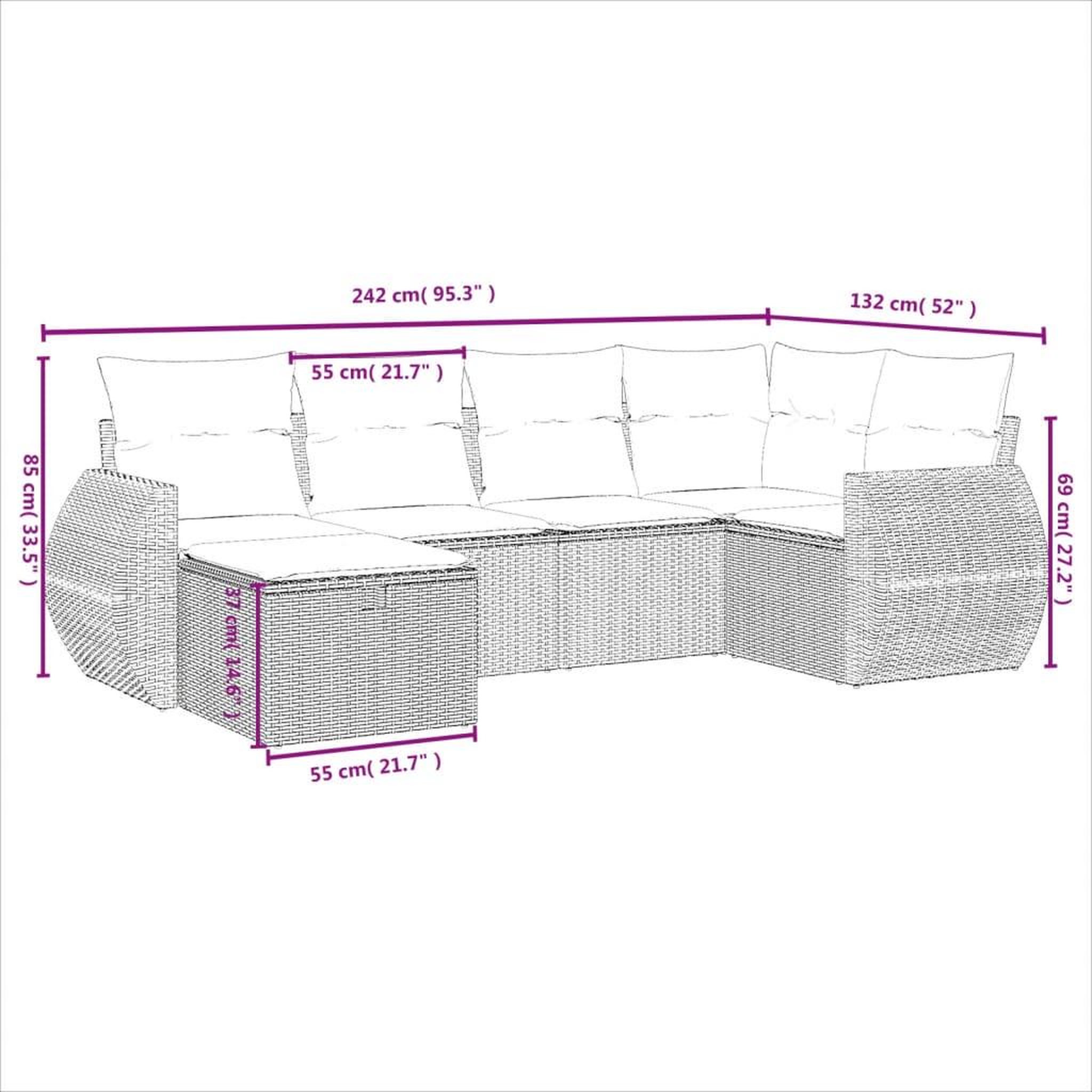Voir la diapositive 4 : VIDAXL Salon de jardin 6 pcs avec coussins noir resine tressee