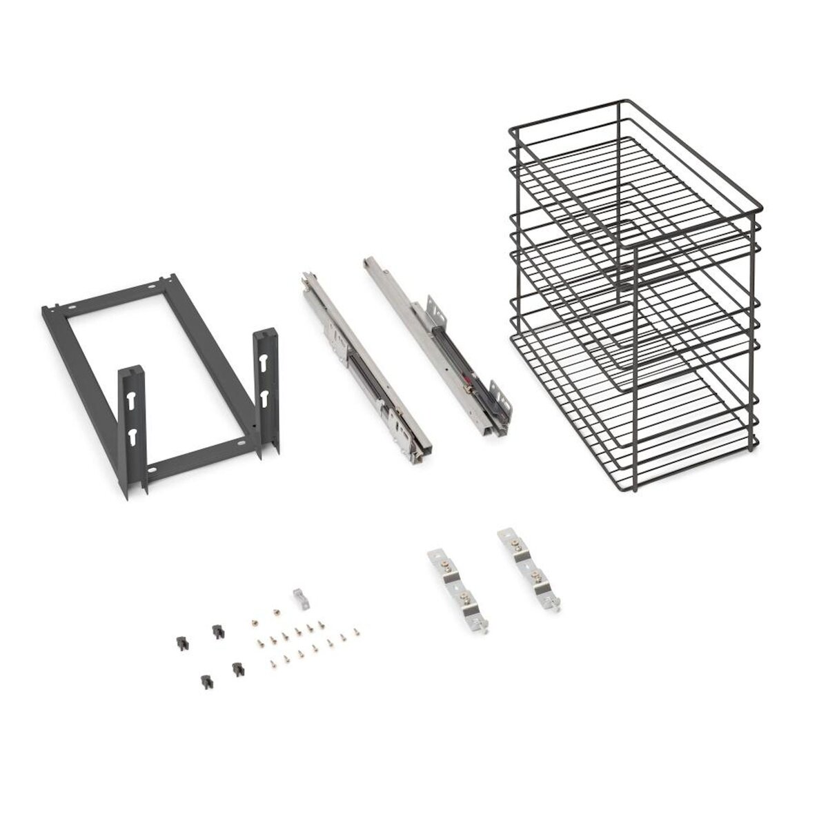 EMUCA SRL Chariot coulissant Titane avec fixation inférieure à fermeture amortie -  module 300mm -  acier -  Gris antracite