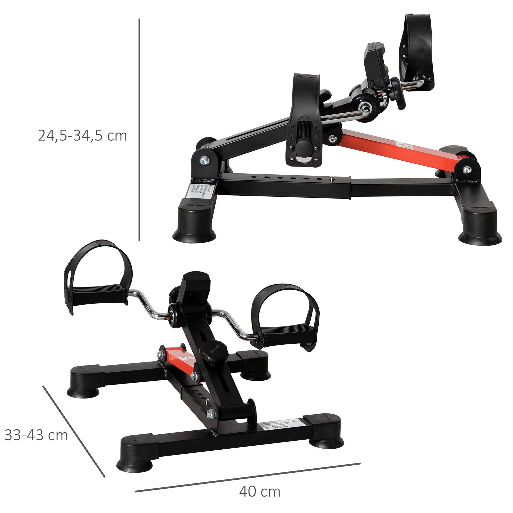 Voir la diapositive 3 : HOMCOM Mini vélo d'appartement mini bike résistance hauteur longueur réglable écran LCD multifonction rouge noir